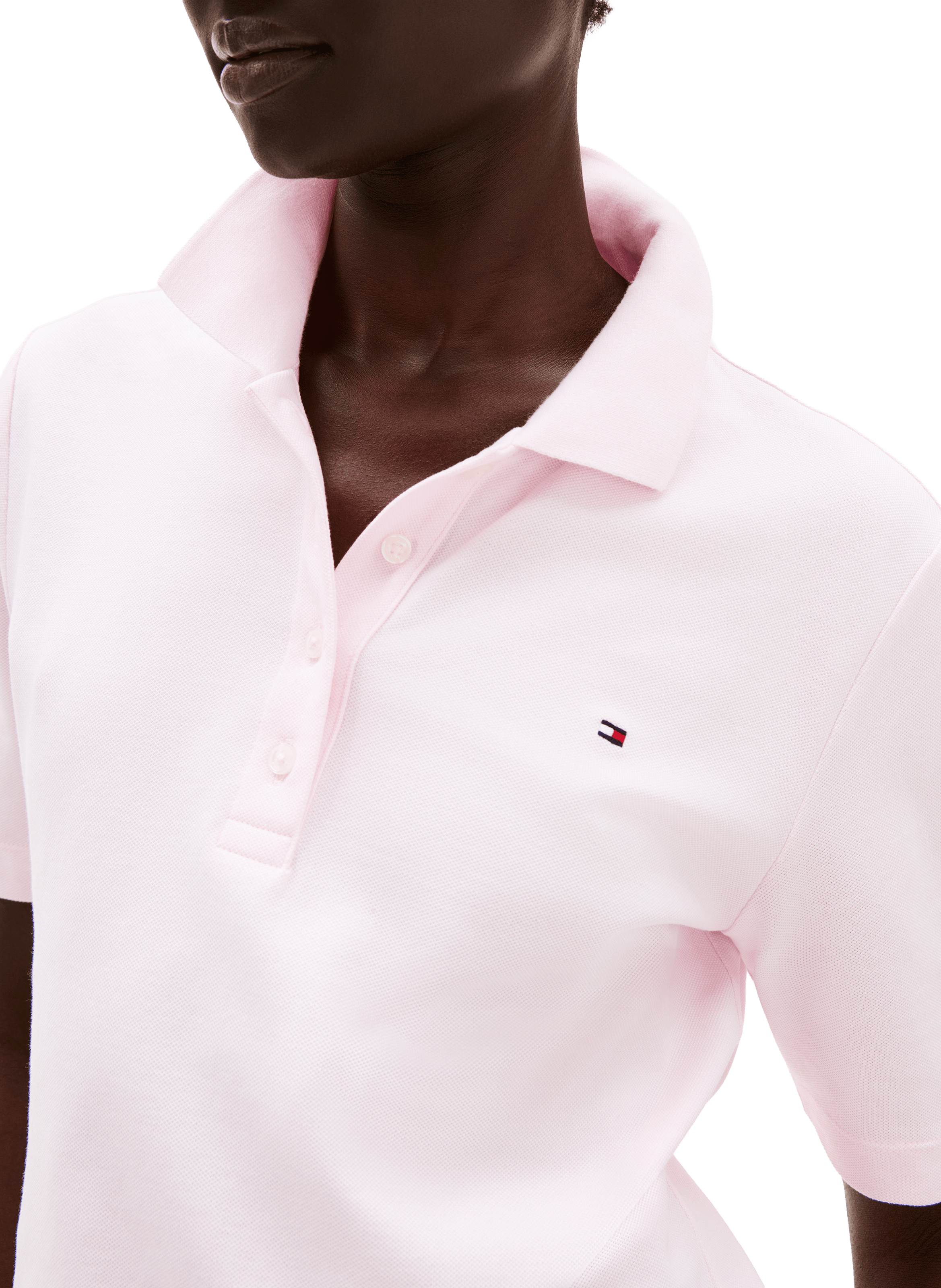 Polo droit en coton mélangé TOMMY HILFIGER Rose