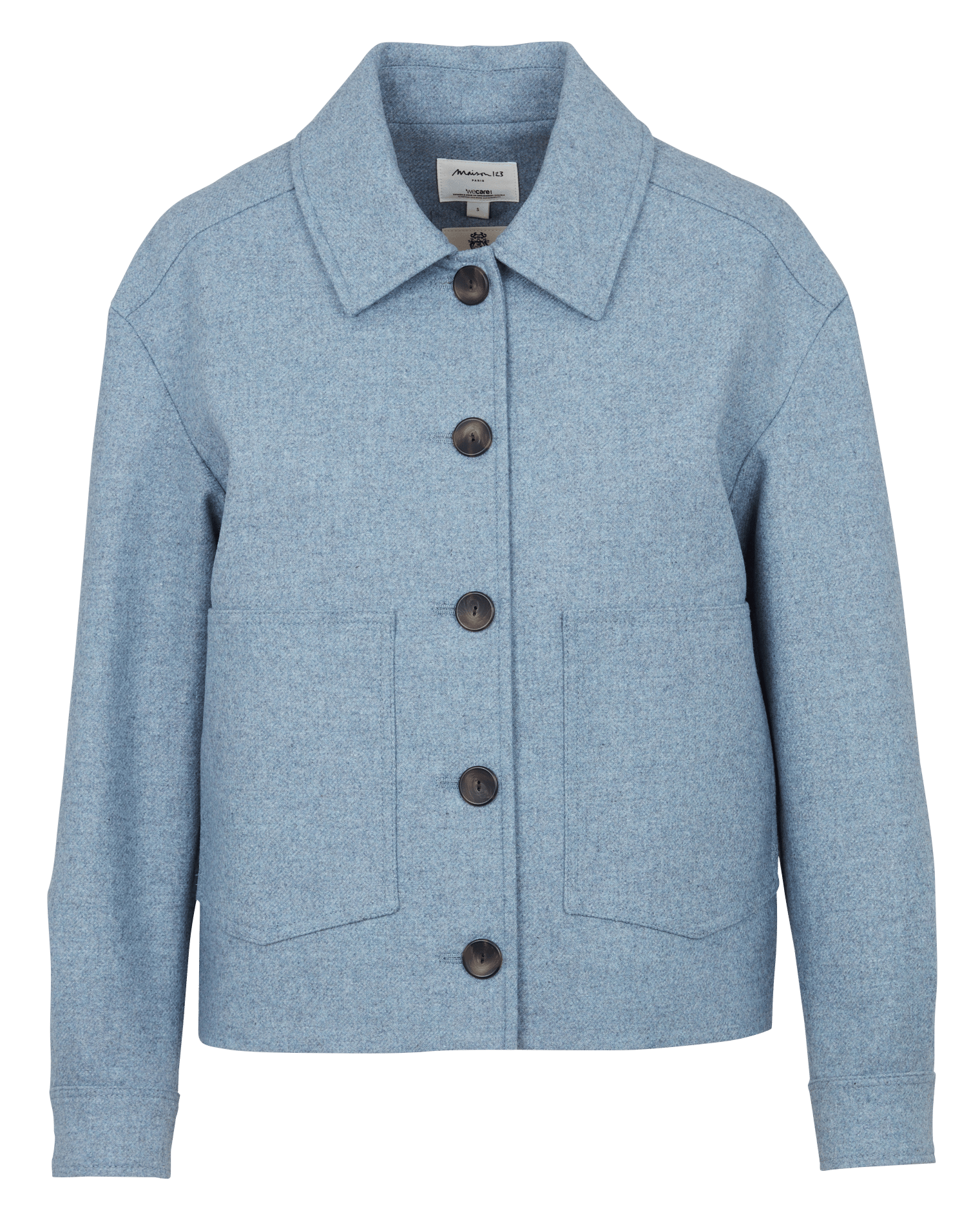 Veste courte boutonnée en laine mélangée colombe MAISON 123 Bleu