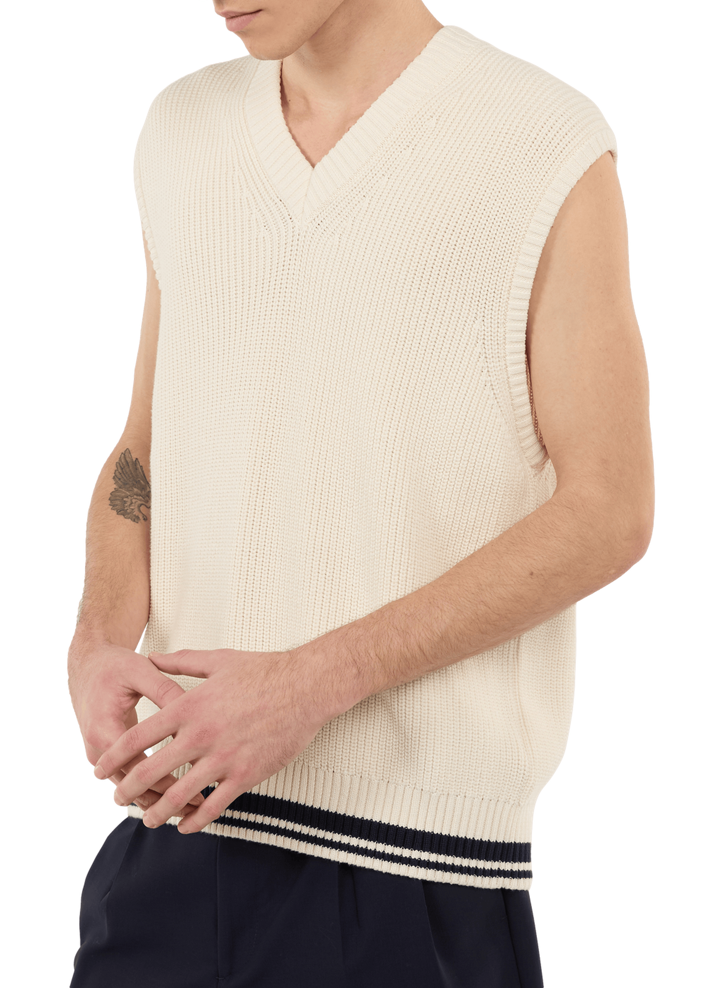 Hold sleeveless cotton knit vest SAISON 1865 Beige
