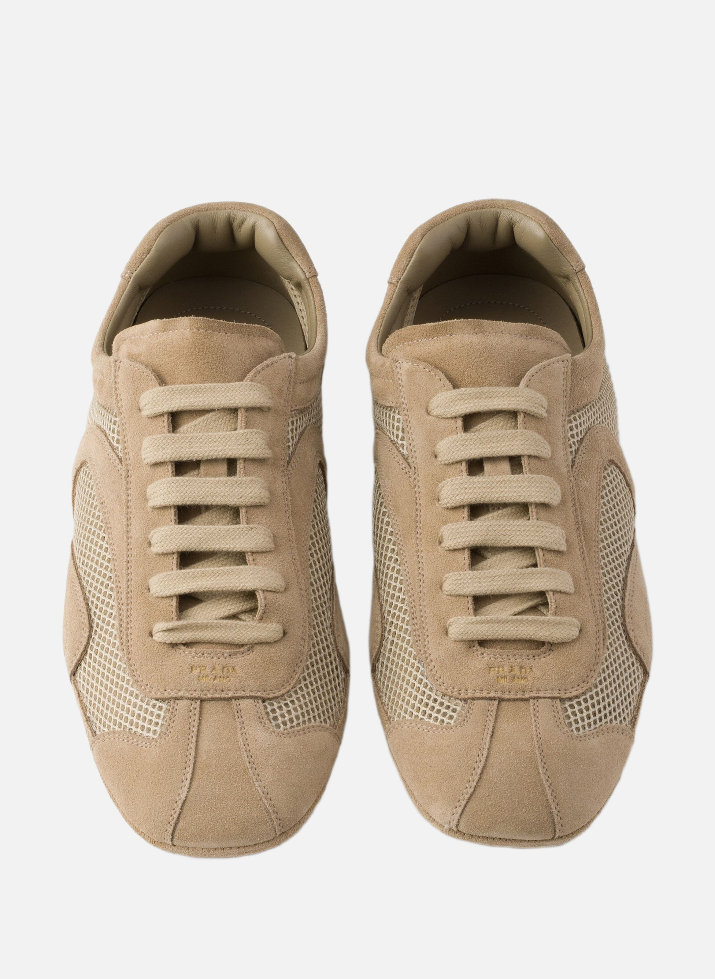 Sneakers montecarlo re-edition 2005 en daim et mes PRADA Beige