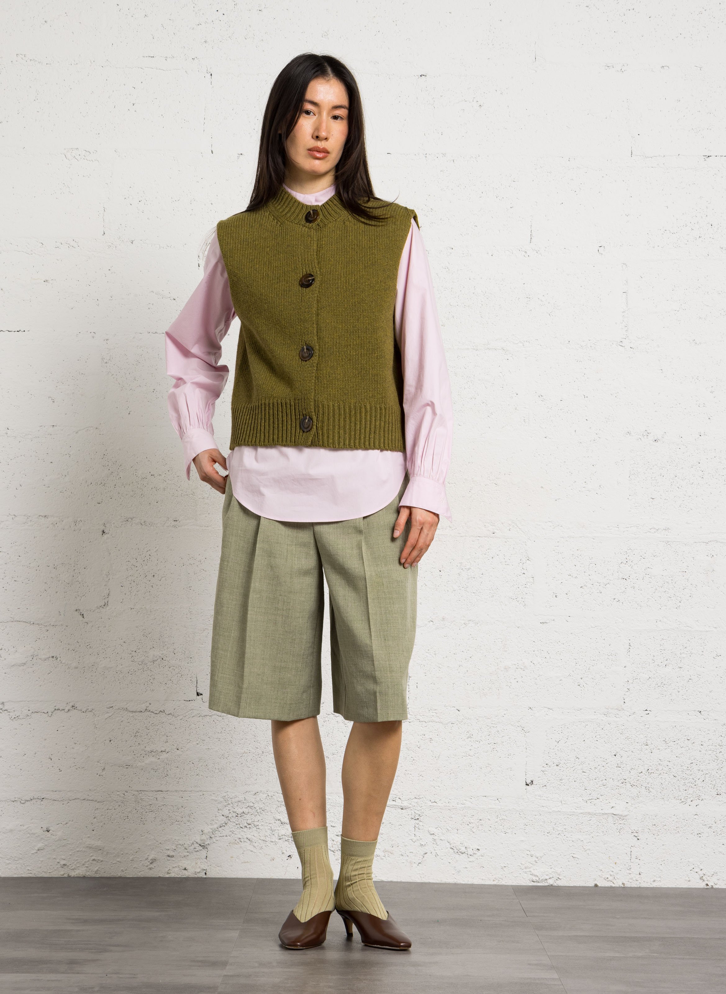 Cardigan oversize col montant en laine ivana SOEUR Vert