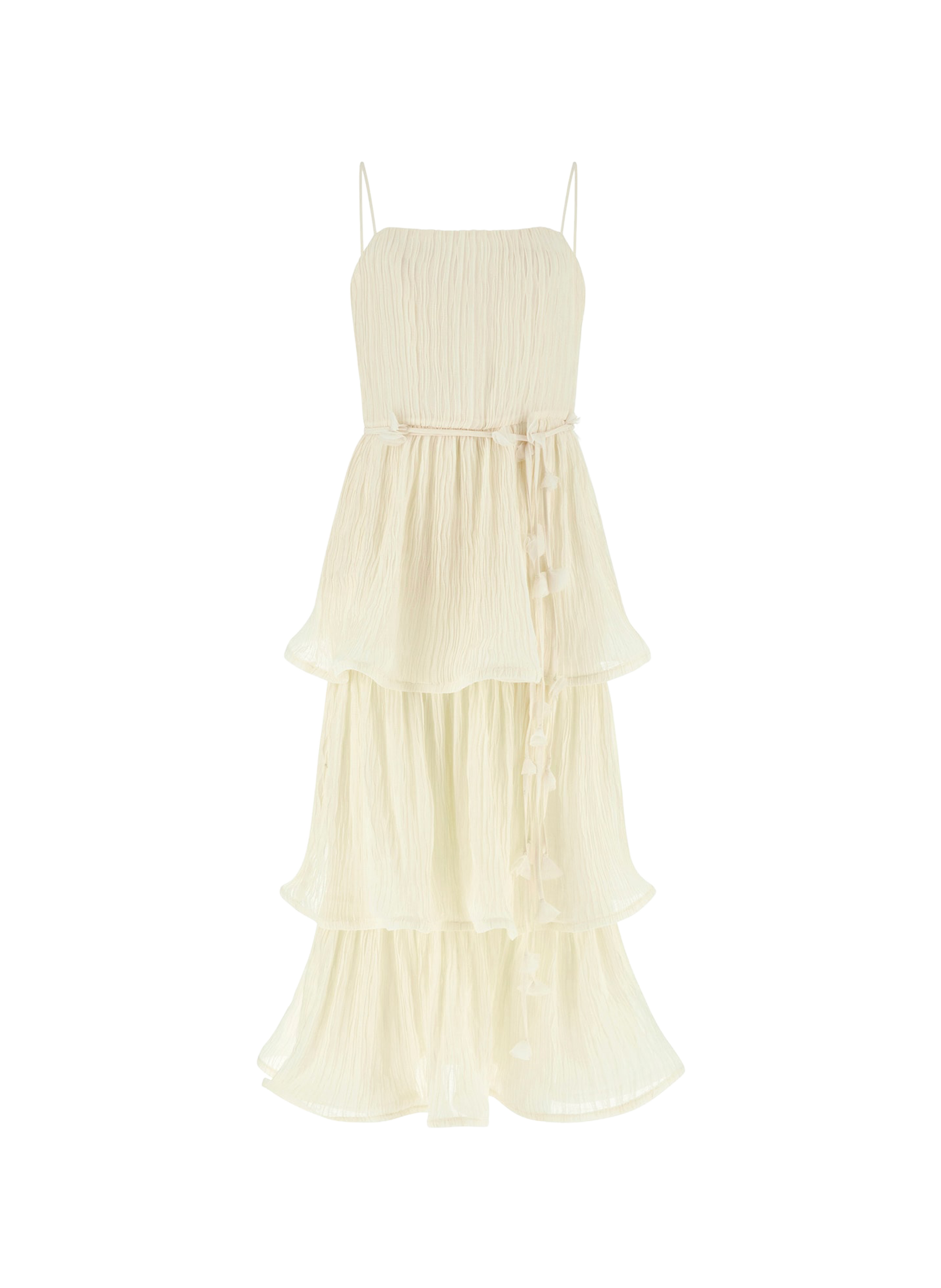 Jurk met fijne bandjes en ruches GUESS Beige