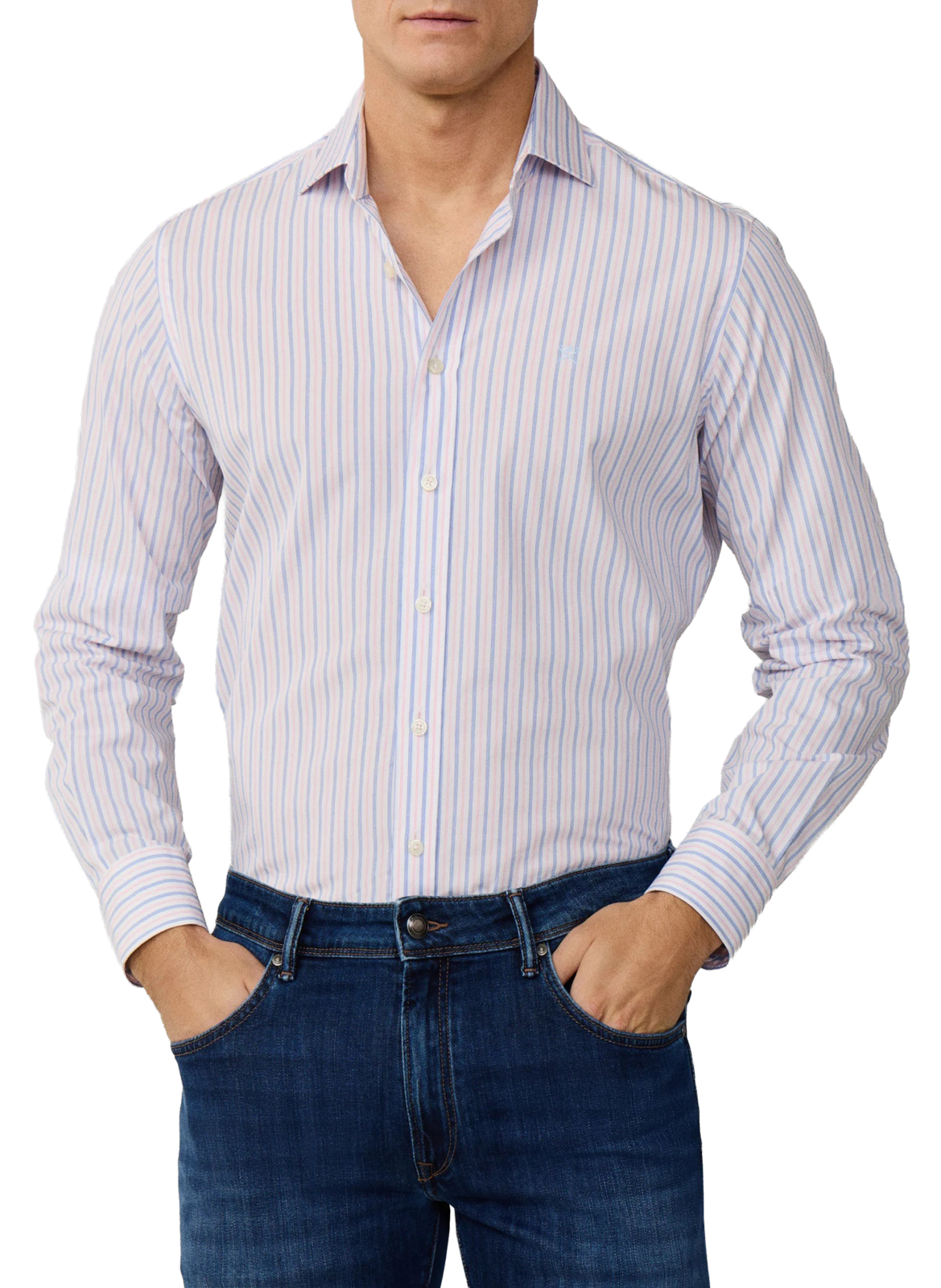 Straight striped cotton shirt HACKETT Pink