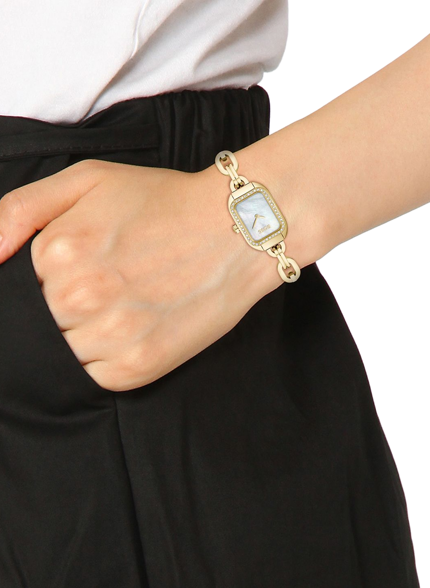 Montre quartz Hailey Le en acier inoxydable BOSS MONTRES Blanc