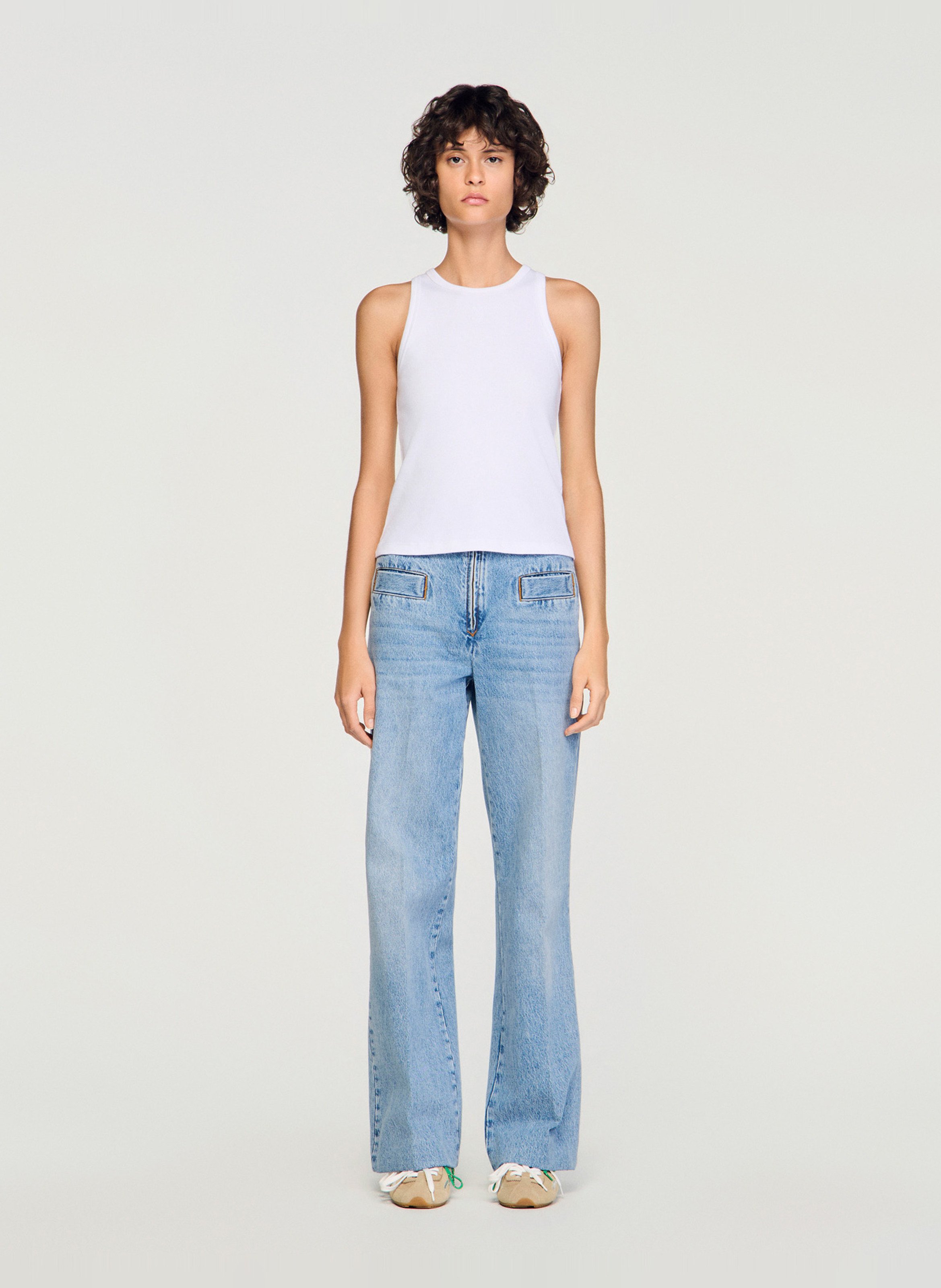 Débardeur col rond en coton Blanc