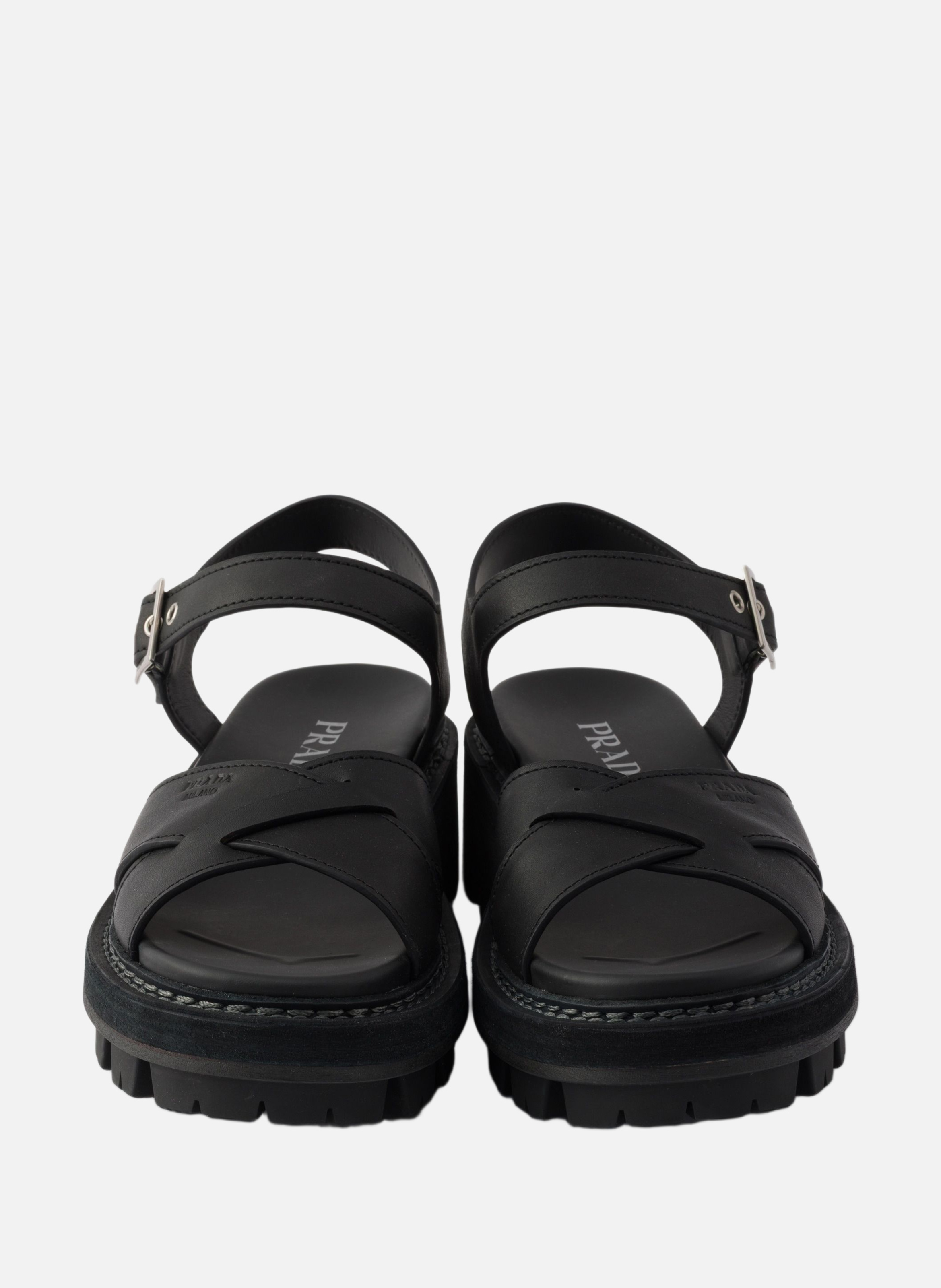 Sandales en cuir PRADA Noir