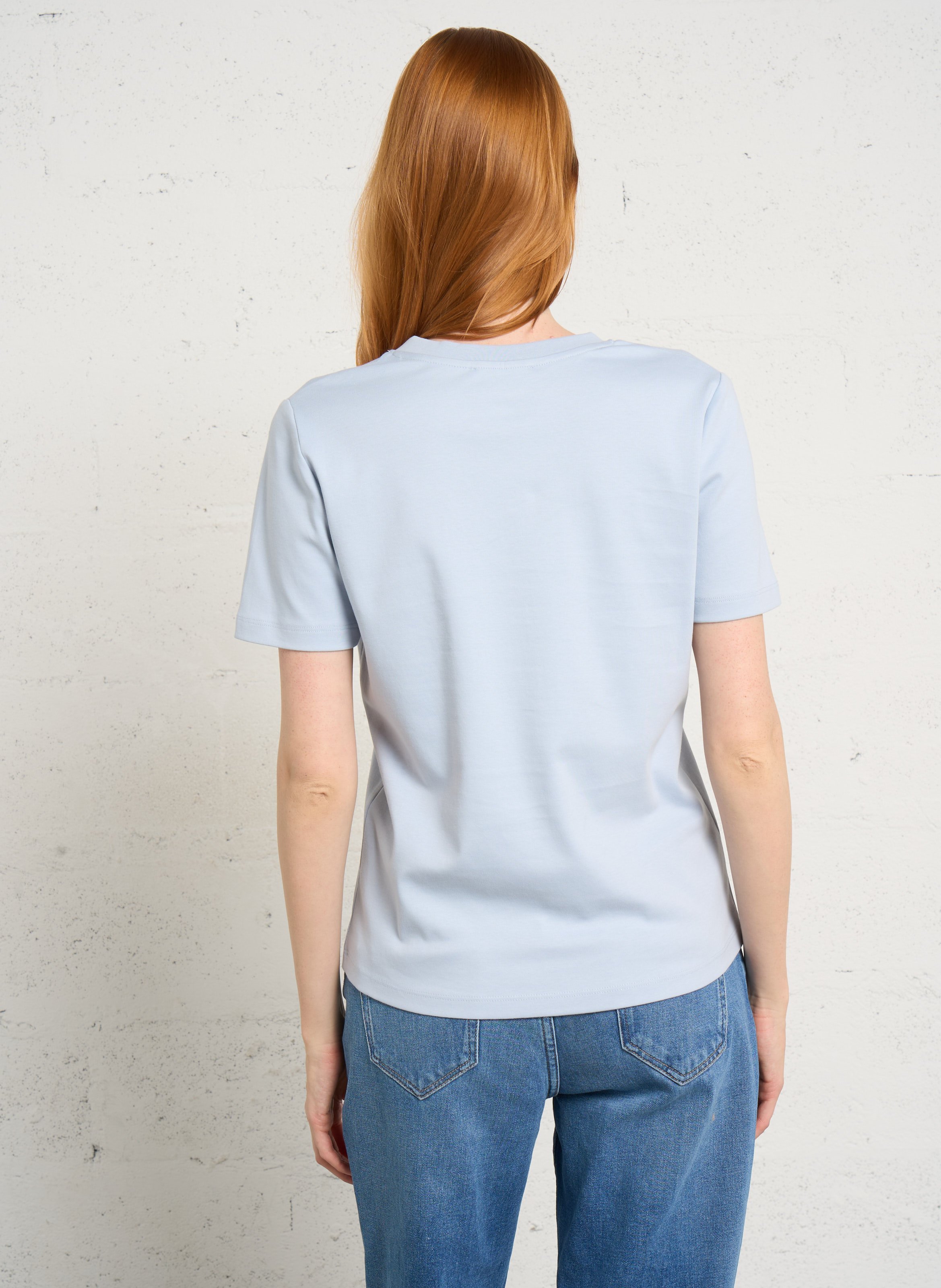 Tee-shirt droit col v en coton dana MAISON 123 Bleu