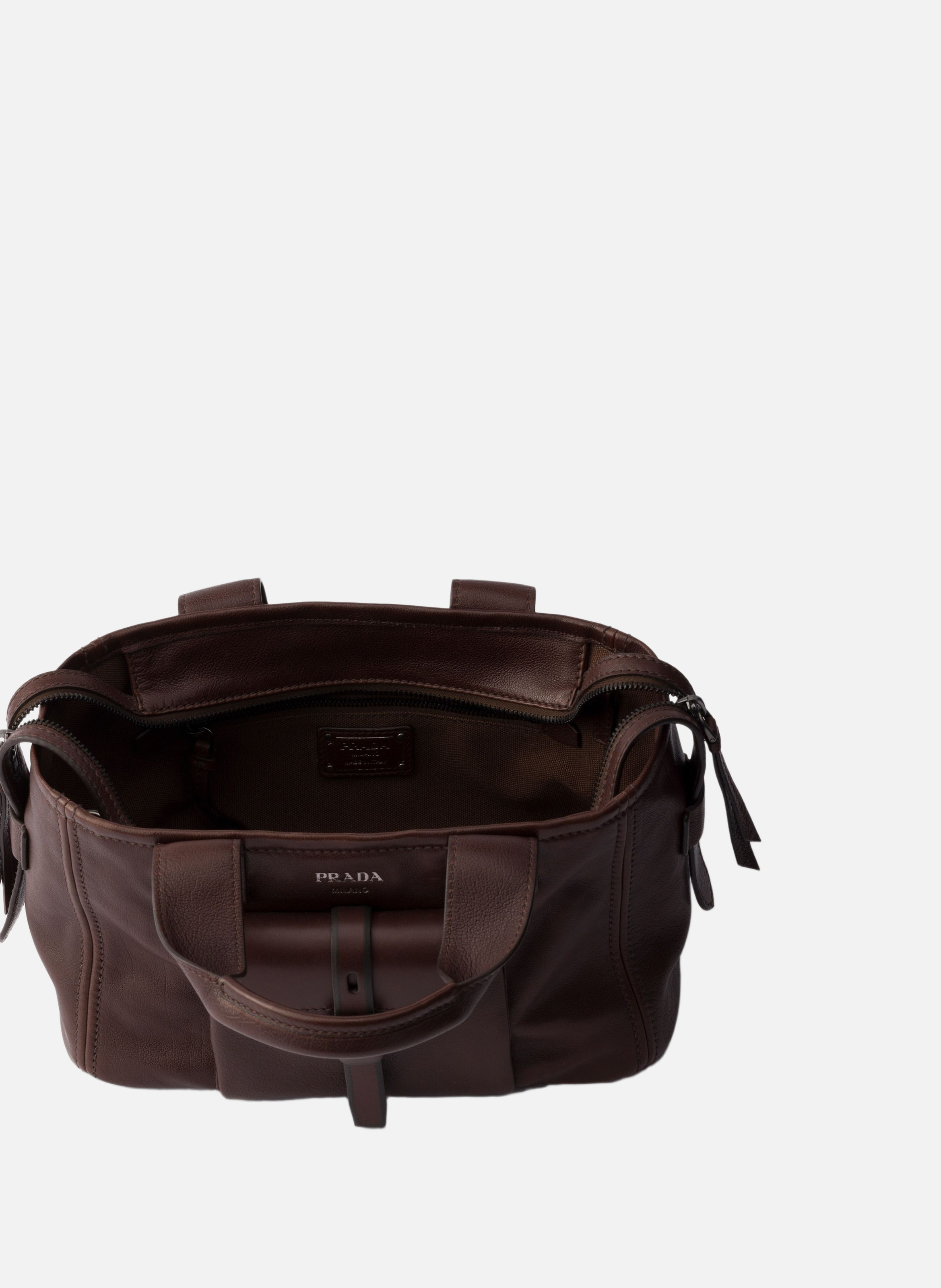 Cabas en cuir prada route Marron