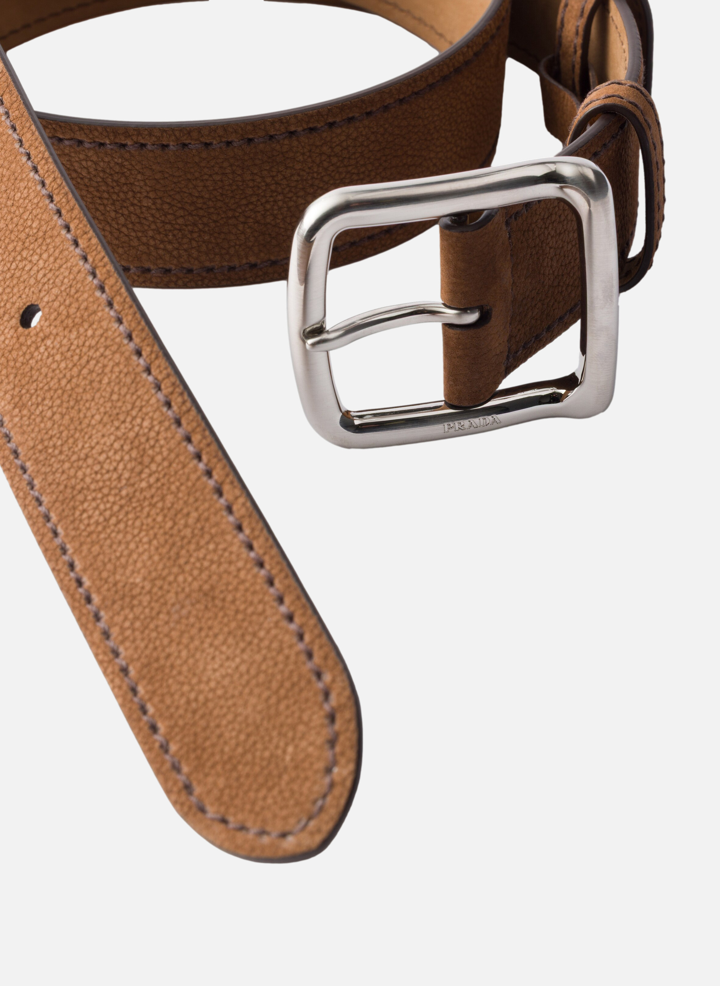 Ceinture en cuir nubuck PRADA Marron