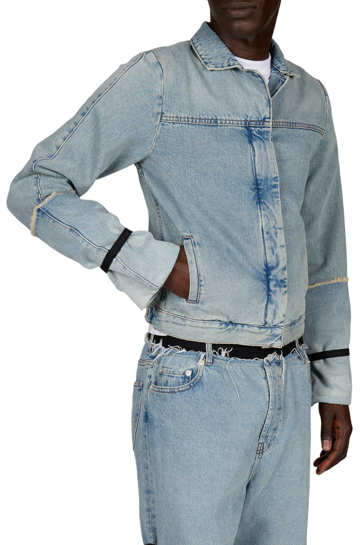 Veste manches longues à bord déchiré en coton ALAINPAUL Bleu