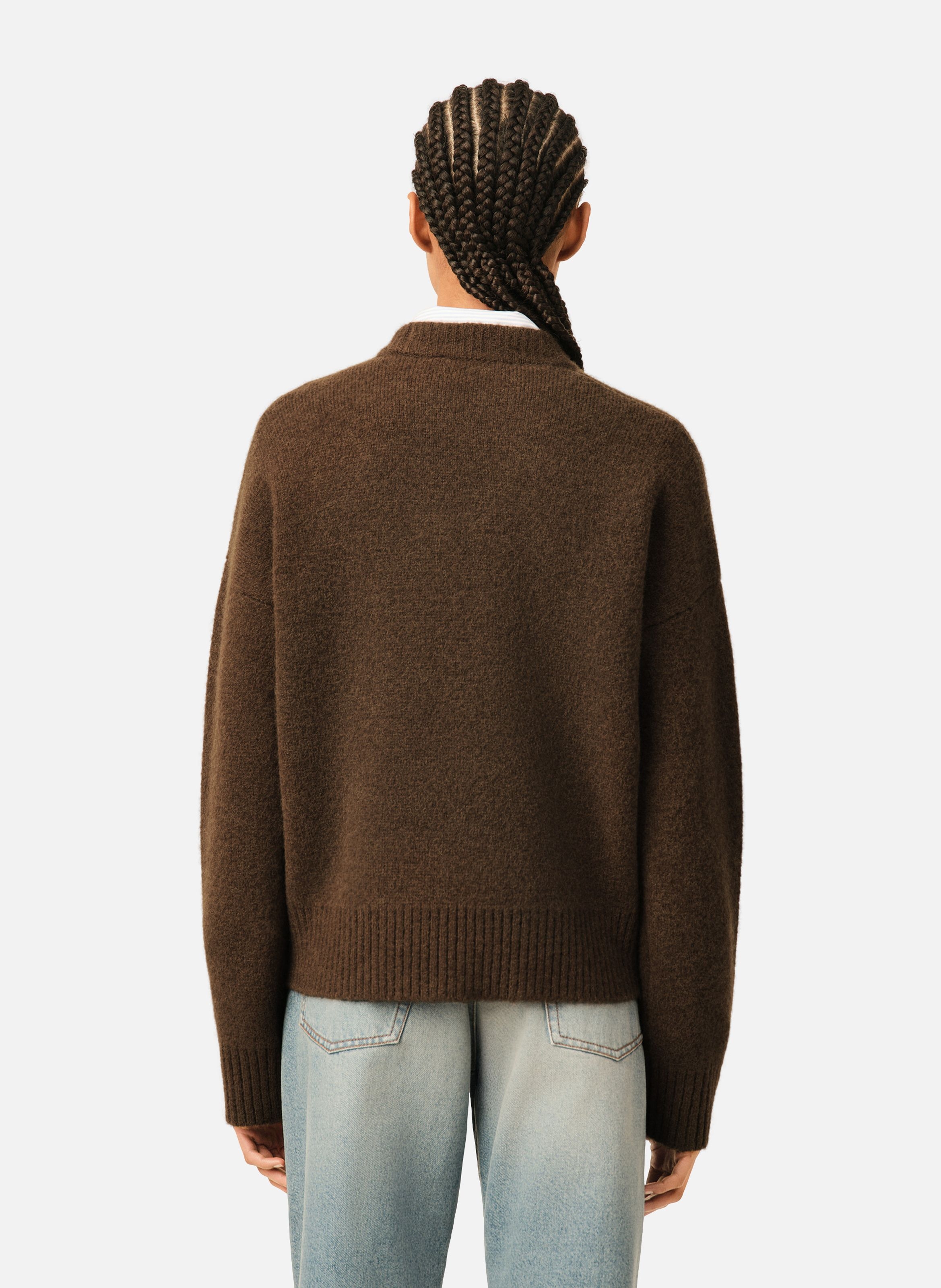Pull unisexe en alpaga ami de coeur AMI PARIS Marron