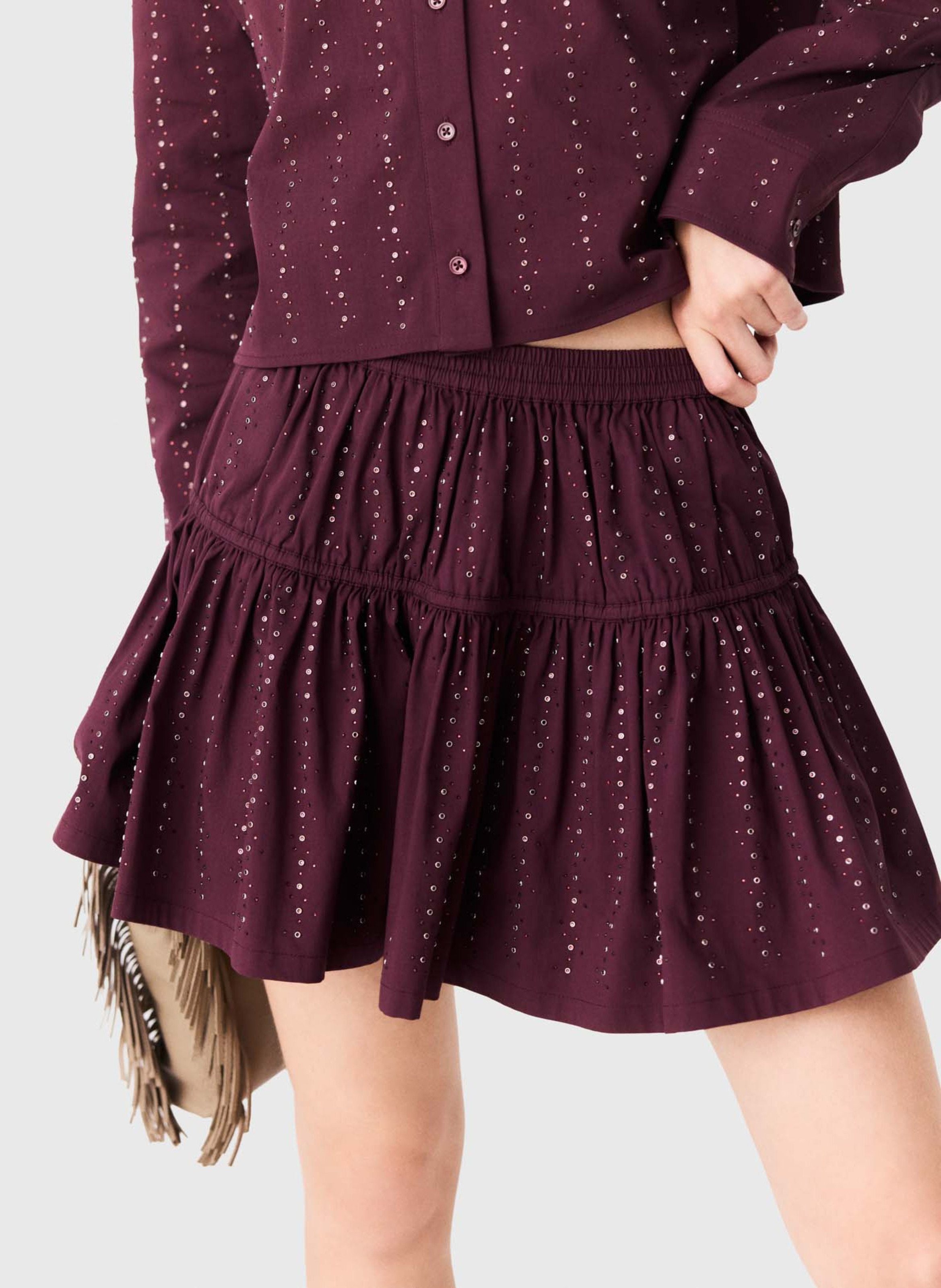Jupe courte en coton mélangé MAJE Rouge