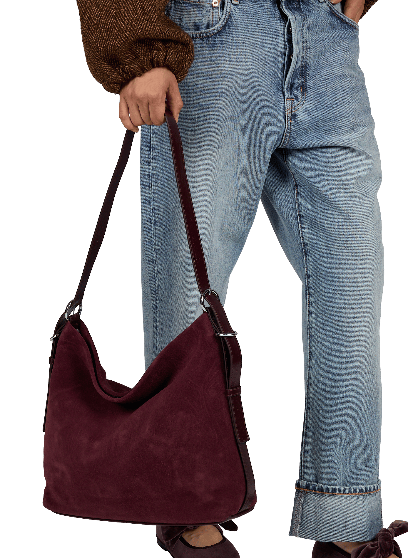Schultertasche aus Leder NAT & NIN Violett