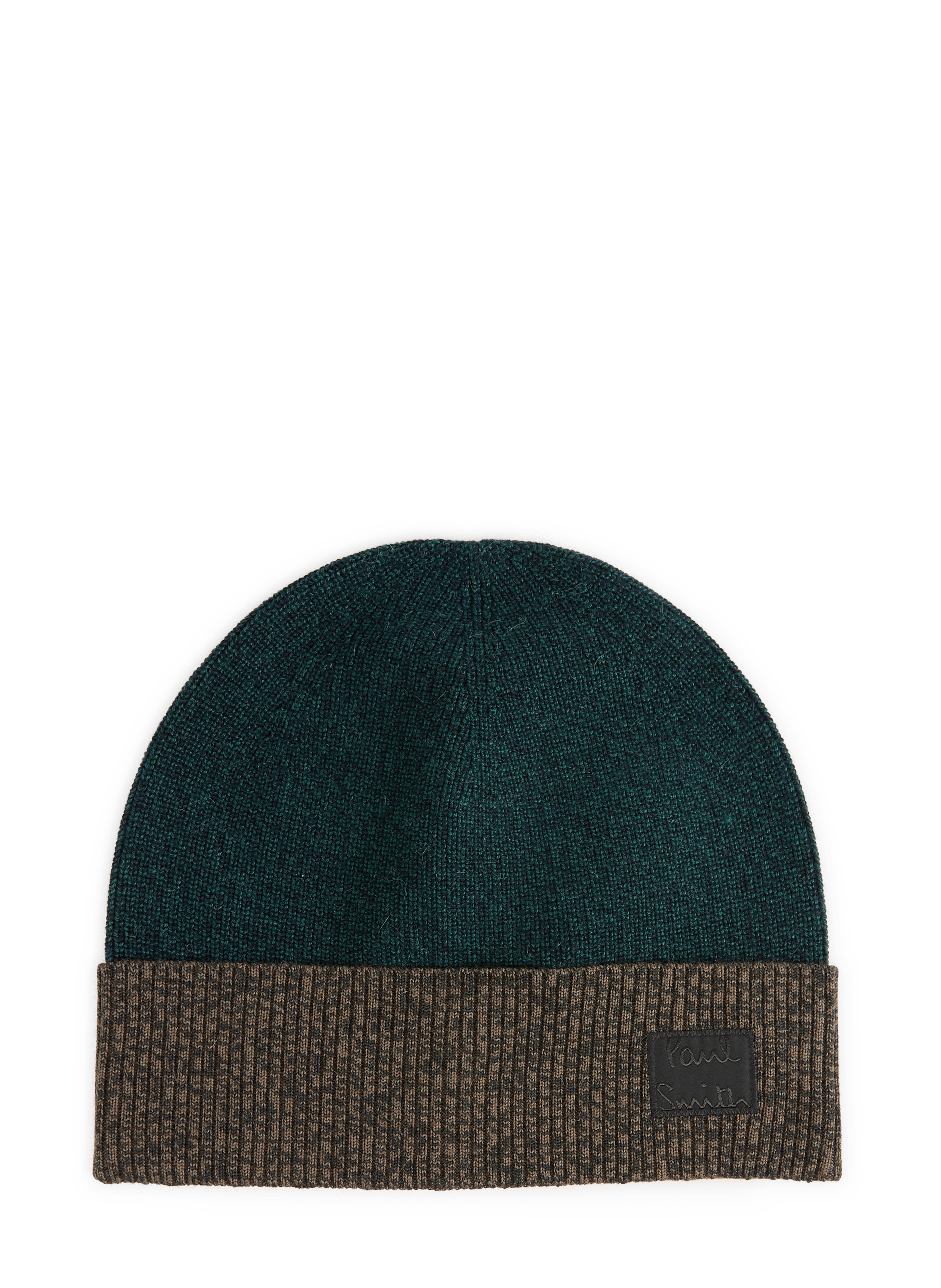 Bonnet bi-colore en laine mérinos mélangée PAUL SMITH Vert