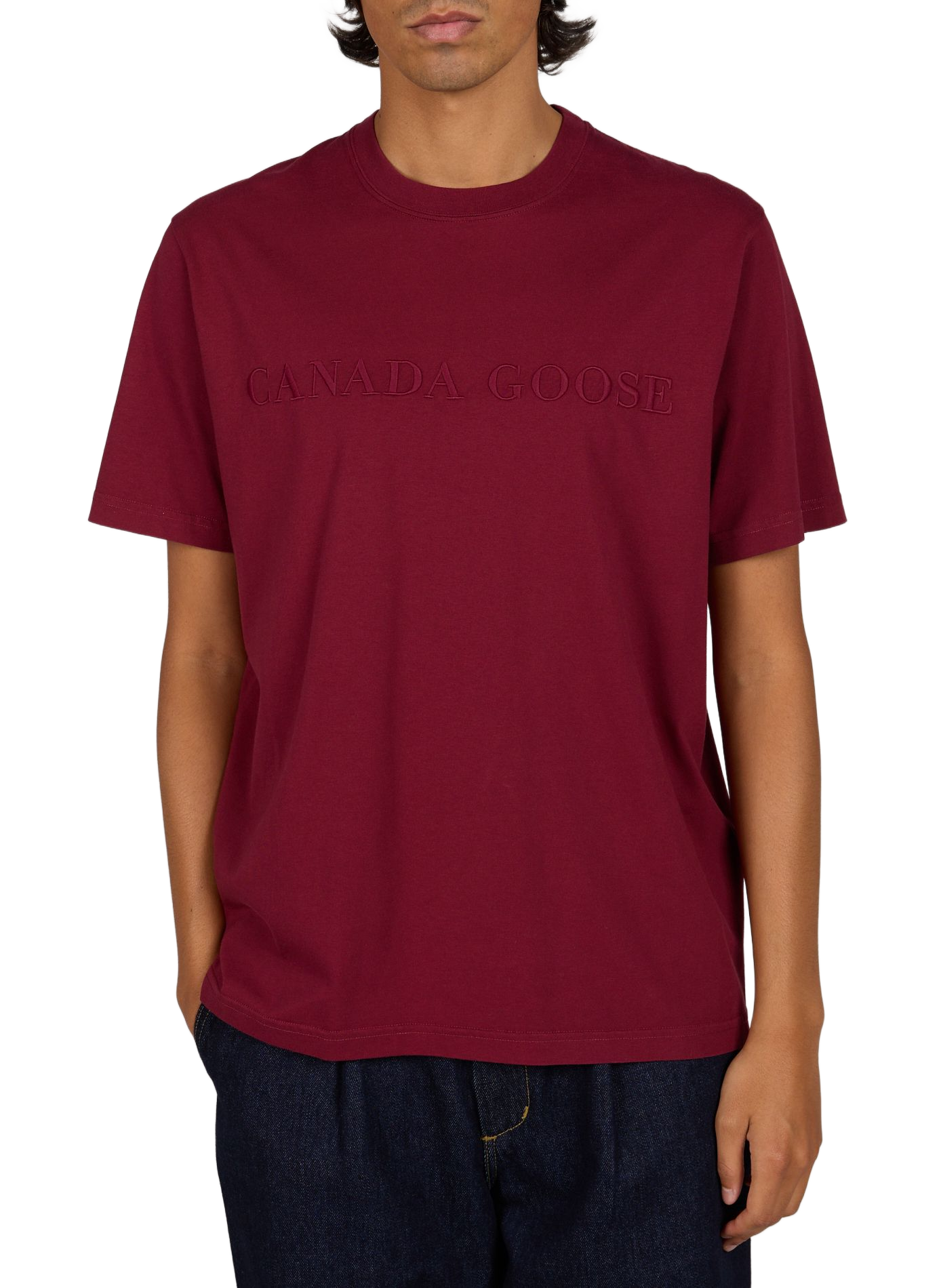 Weites T-Shirt mit besticktem Logo aus Baumwolle CANADA GOOSE Rot