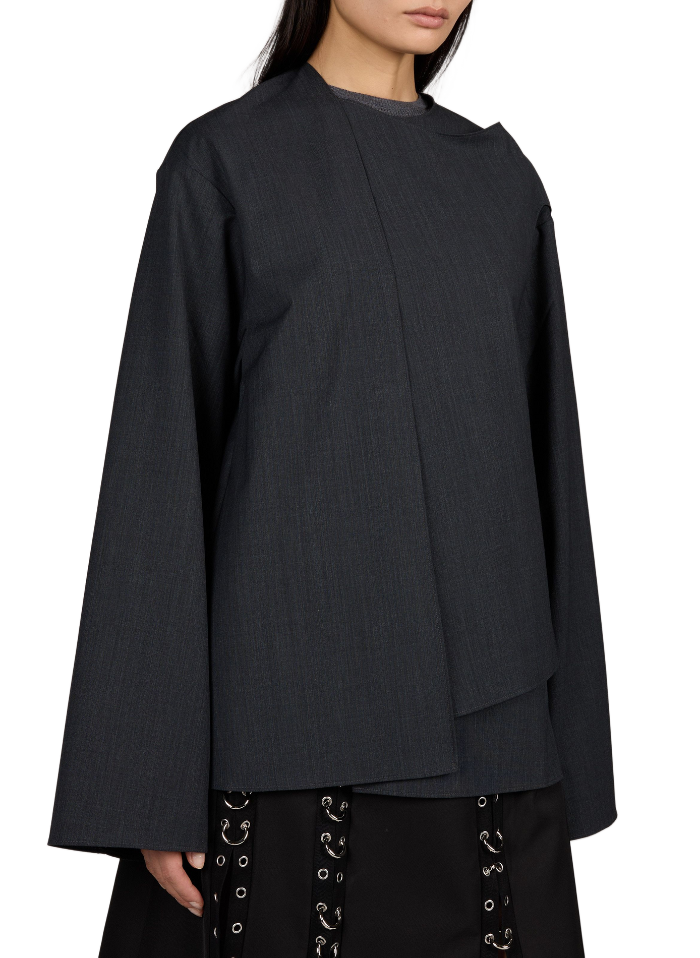 Chemise cape en laine mélangé VIKTORIA CHAN Gris