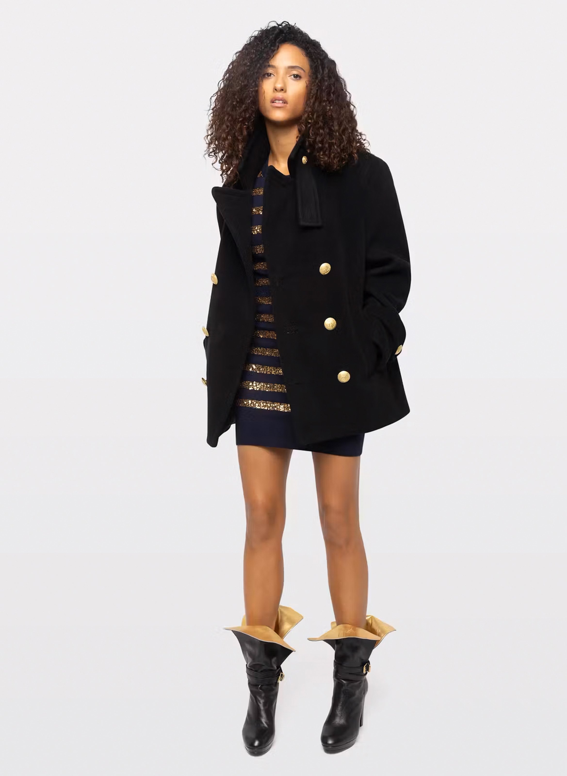Manteau droit boutonné en laine mélangée masivo ZADIG&VOLTAIRE Noir
