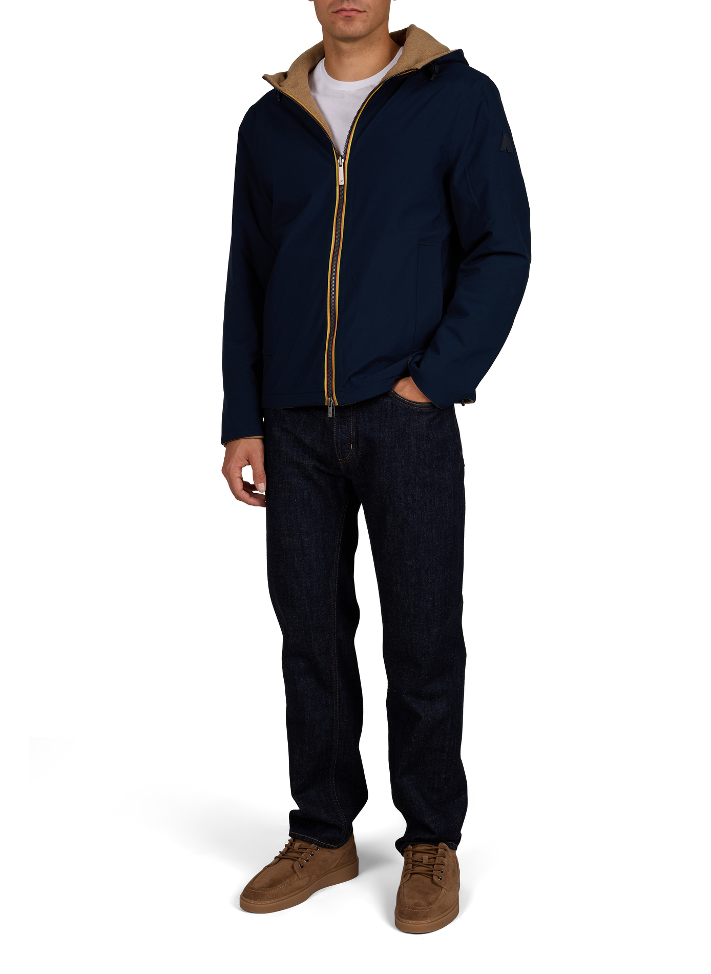 Reversible straight-cut jacket in a wool blend K-WAY Beige