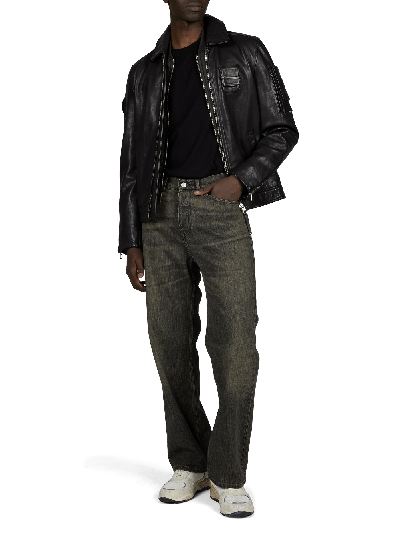 Blouson droit Jaegger Alpha en cuir PATROUILLE DE FRANCE X REDSKINS Marron