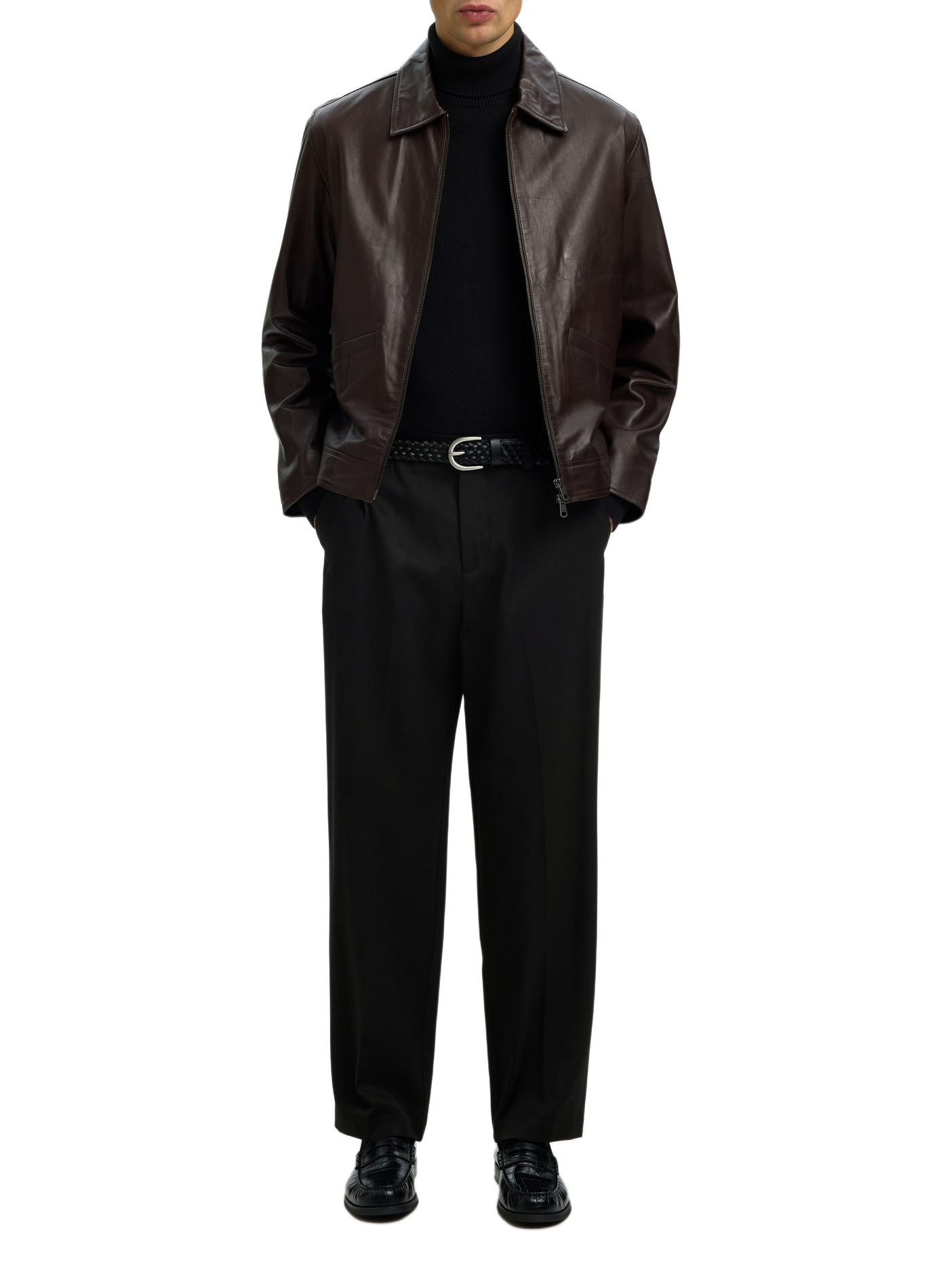 Gerade geschnittene Hose aus Wolle und Baumwolle SELECTED Schwarz