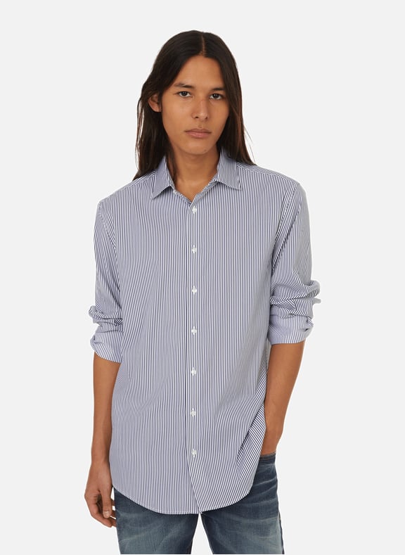 Chemise slim rayée et stretch Bleu by SEIDENSTICKER SEIDENSTICKER Chemise slim rayée et stretch Bleu