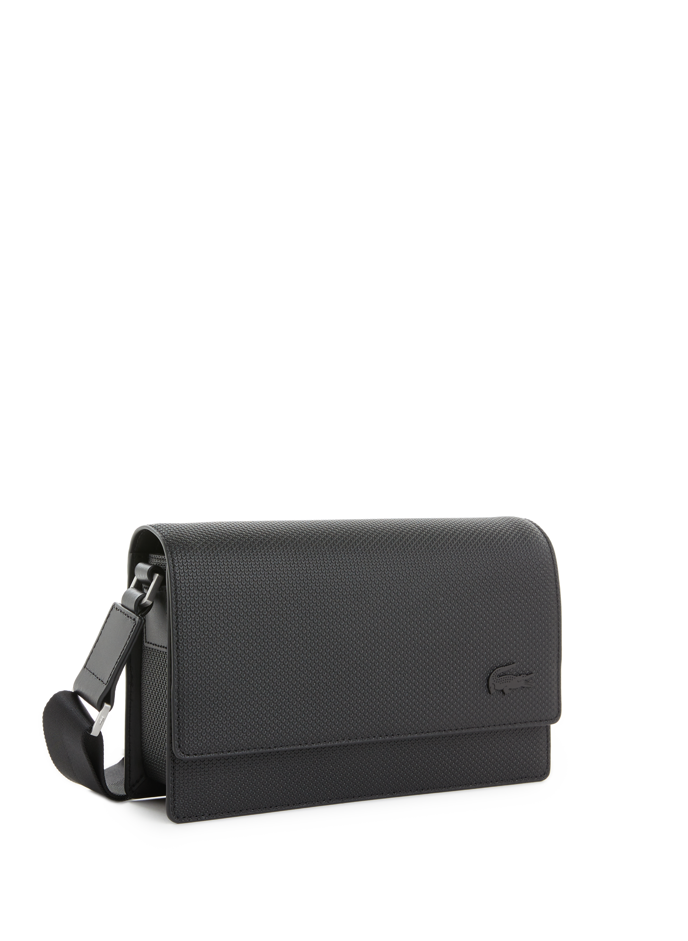 Sac à bandoulière en cuir LACOSTE Noir