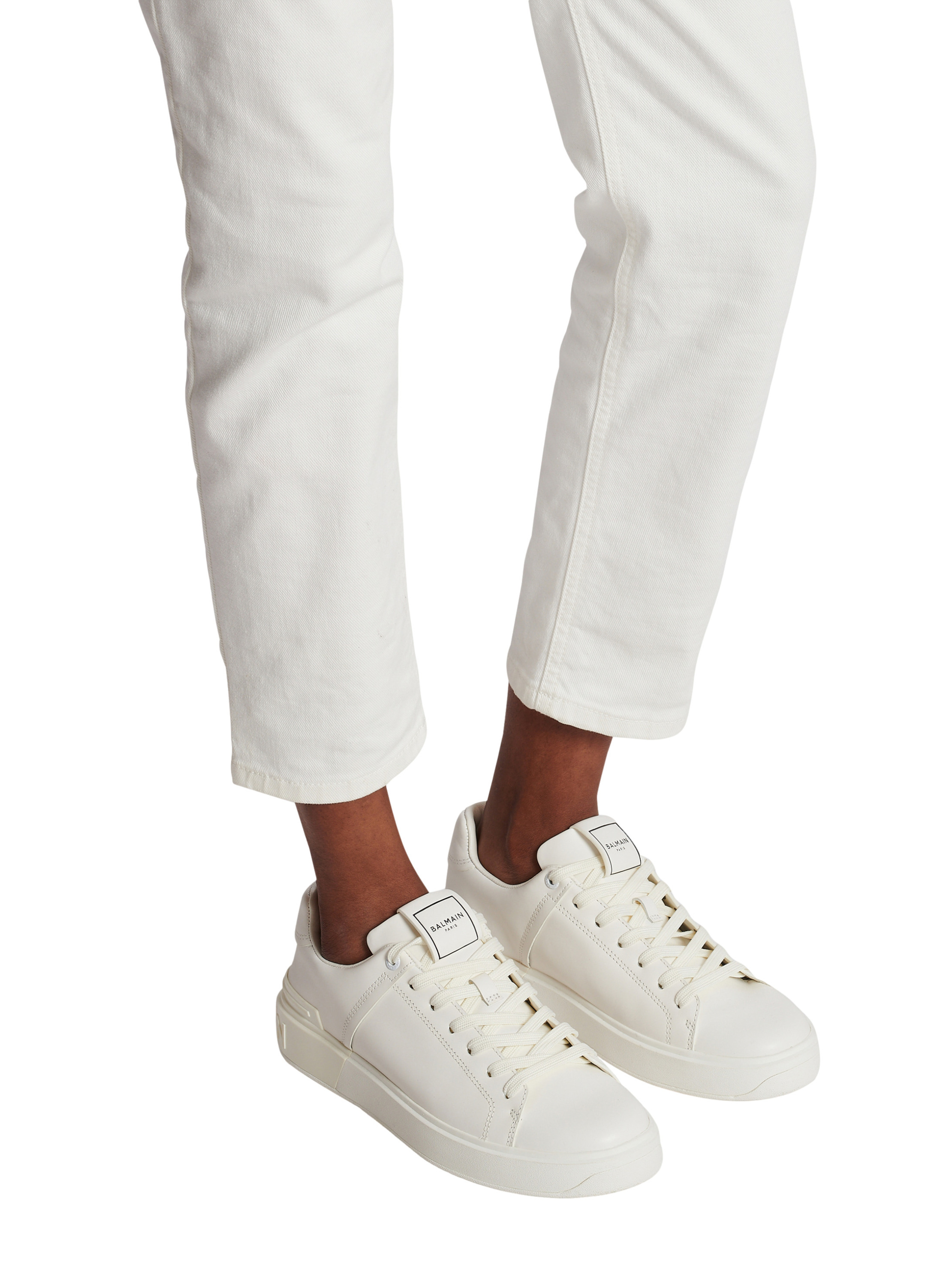 Baskets b-court en cuir de veau BALMAIN Blanc