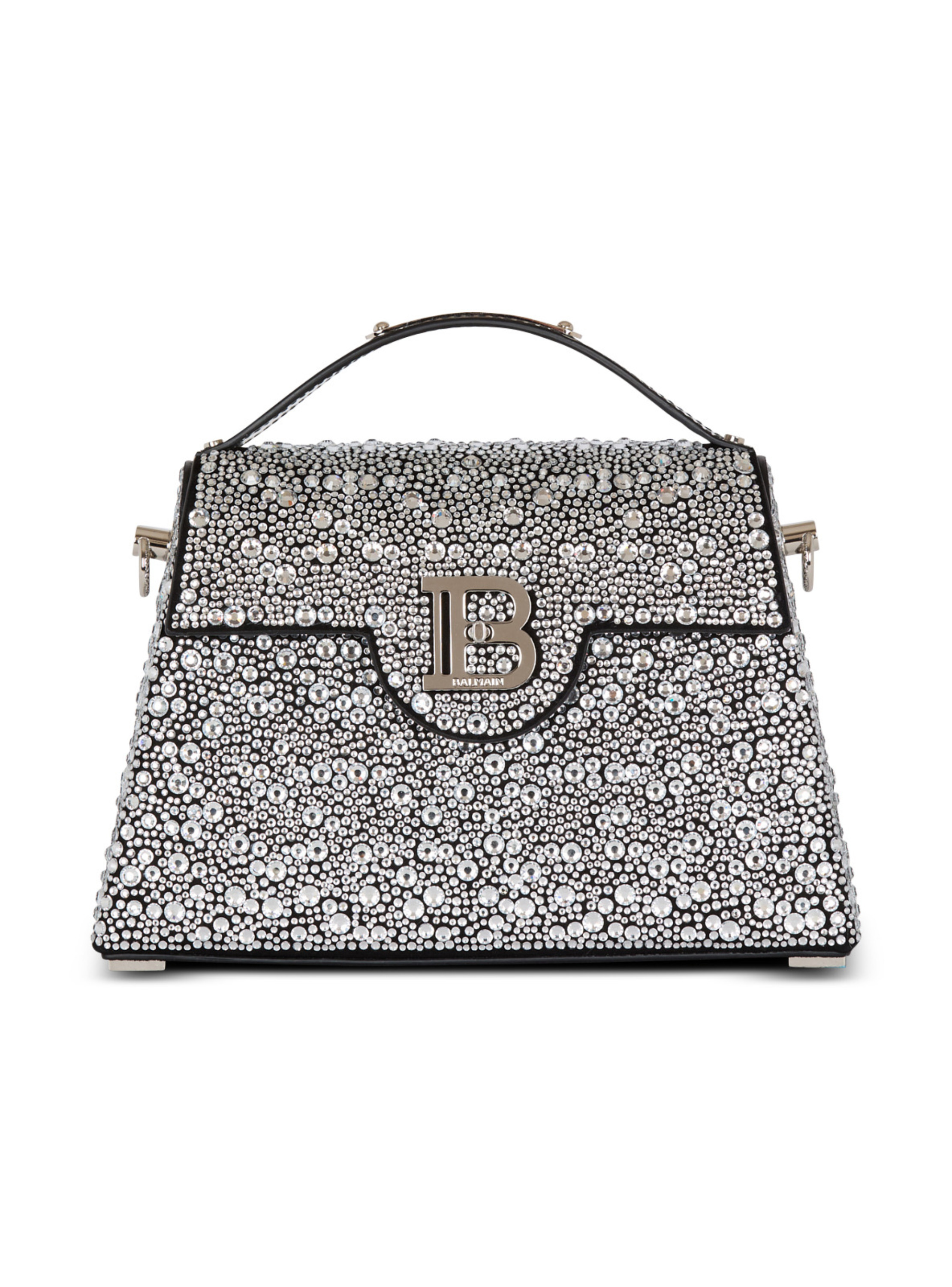 Sac b-buzz dynasty en cuir suédé et strass BALMAIN Argent
