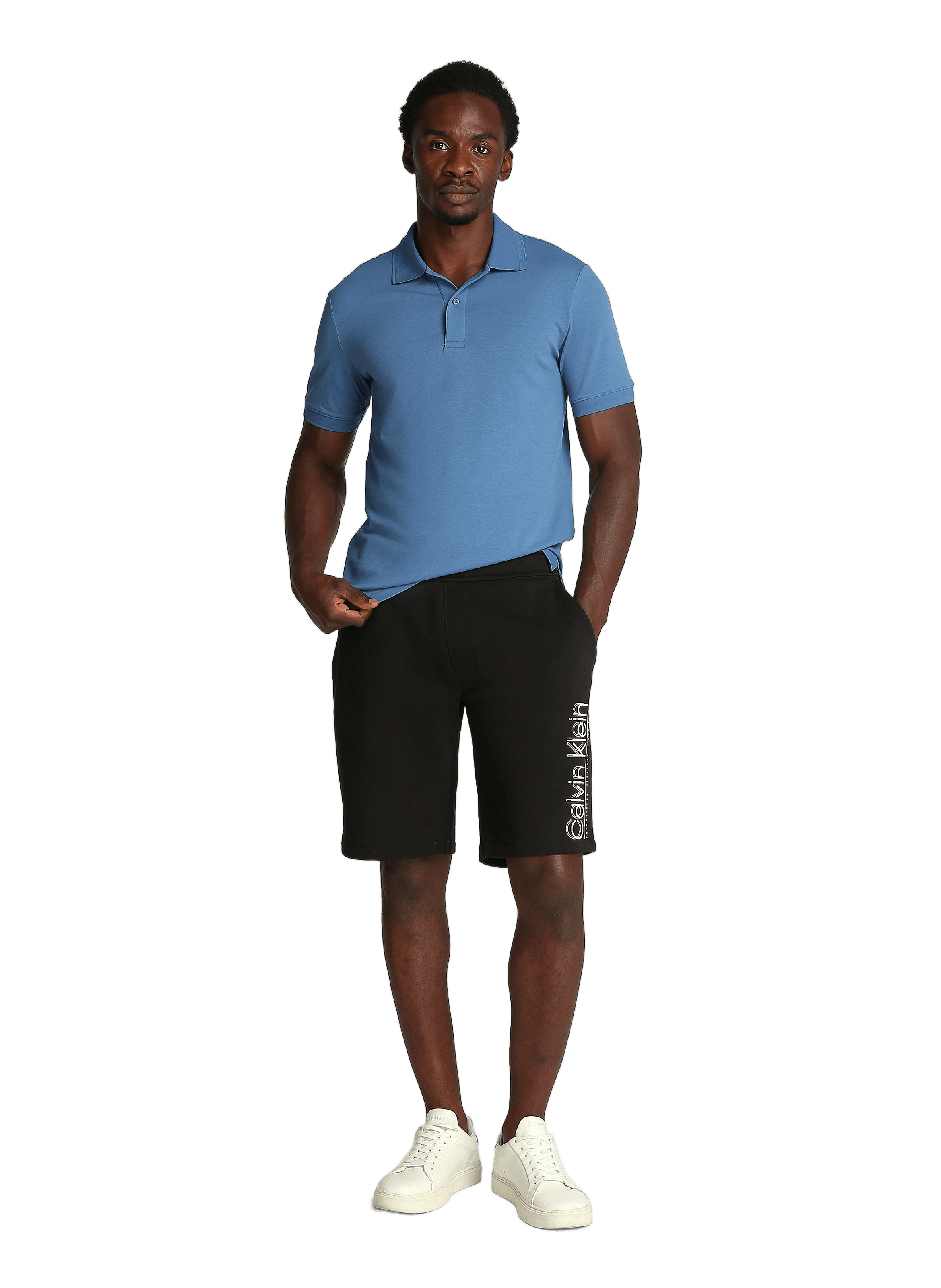 Polo droit en coton mélangé CALVIN KLEIN Bleu