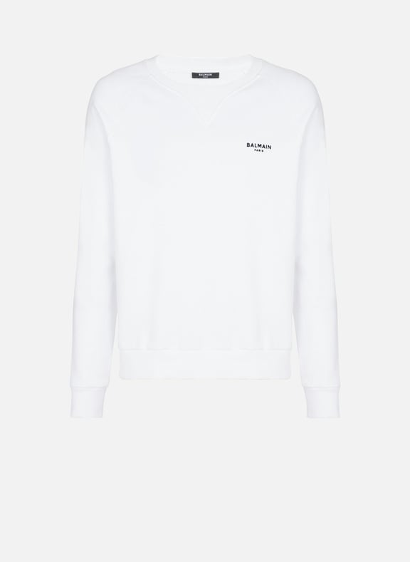 Sweat-shirt floqué balmain paris Blanc by BALMAIN BALMAIN Sweat-shirt floqué balmain paris Blanc