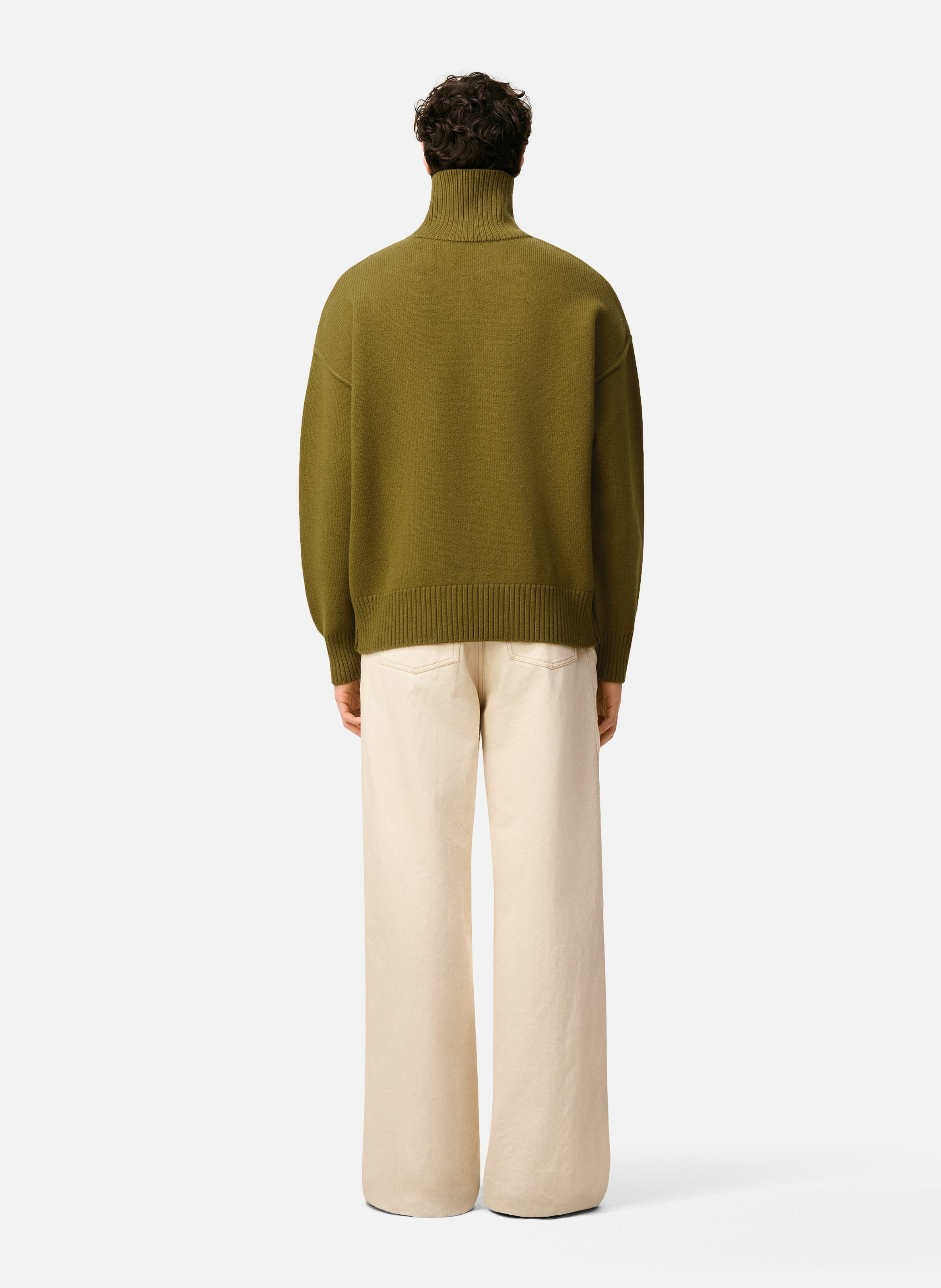 Pull col cheminée ami de coeur en laine unisexe AMI PARIS Vert