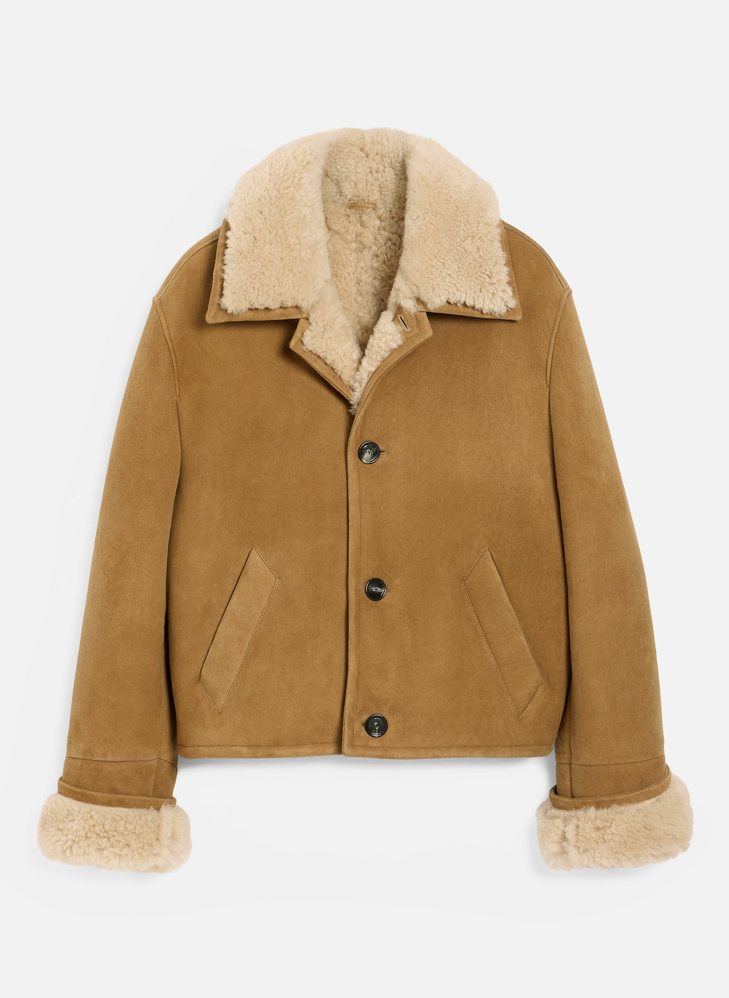 AMI PARIS Veste boutonnée en shearling unisexe Marron