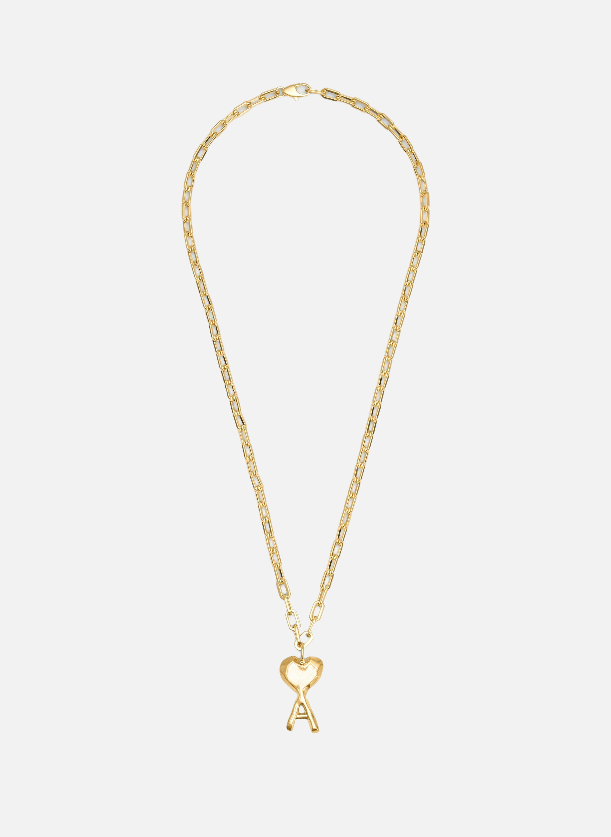 Collier ami de coeur martelelé en laiton unisexe AMI PARIS Doré