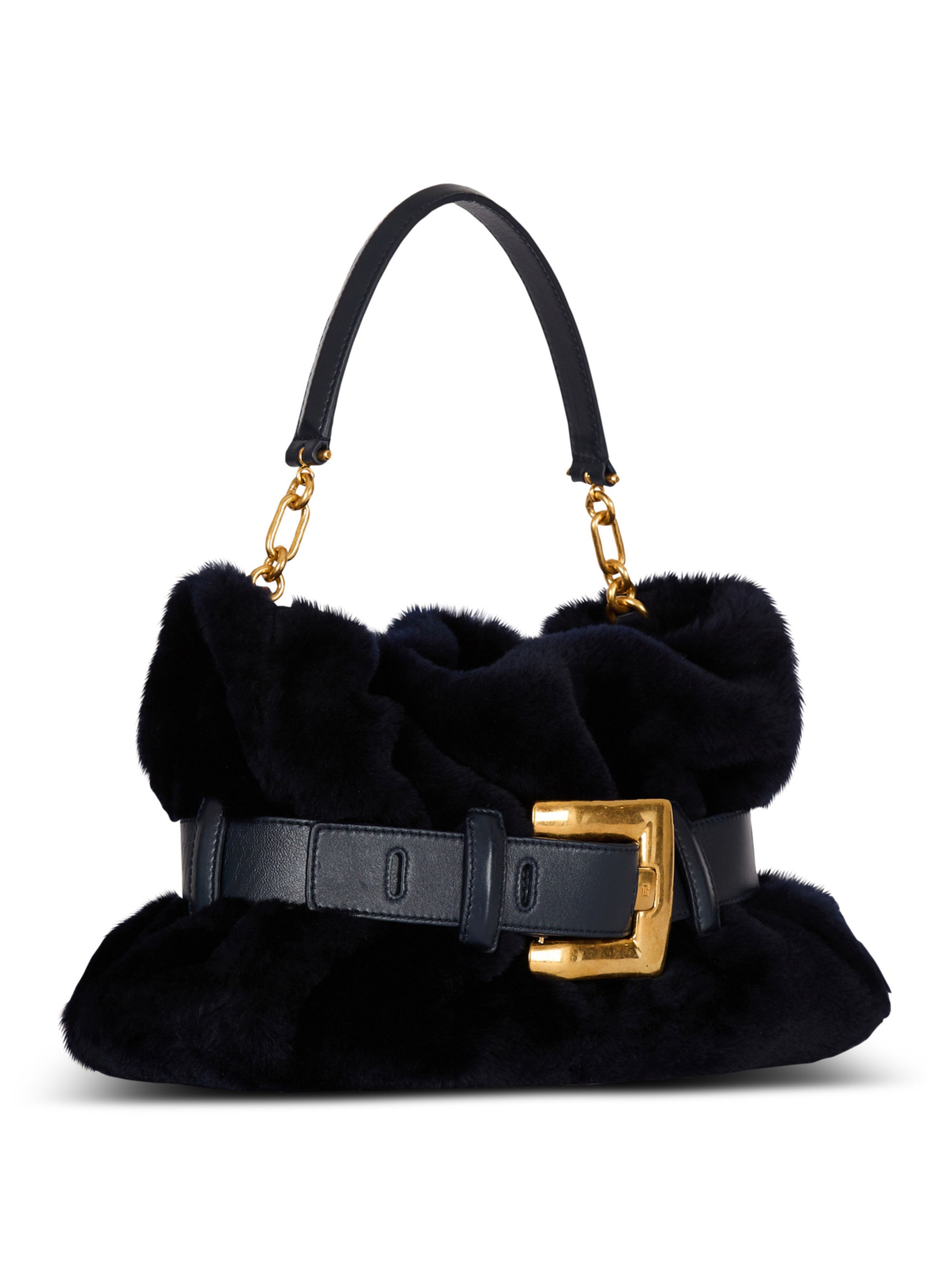 Sac anthem medium en shearling BALMAIN Bleu