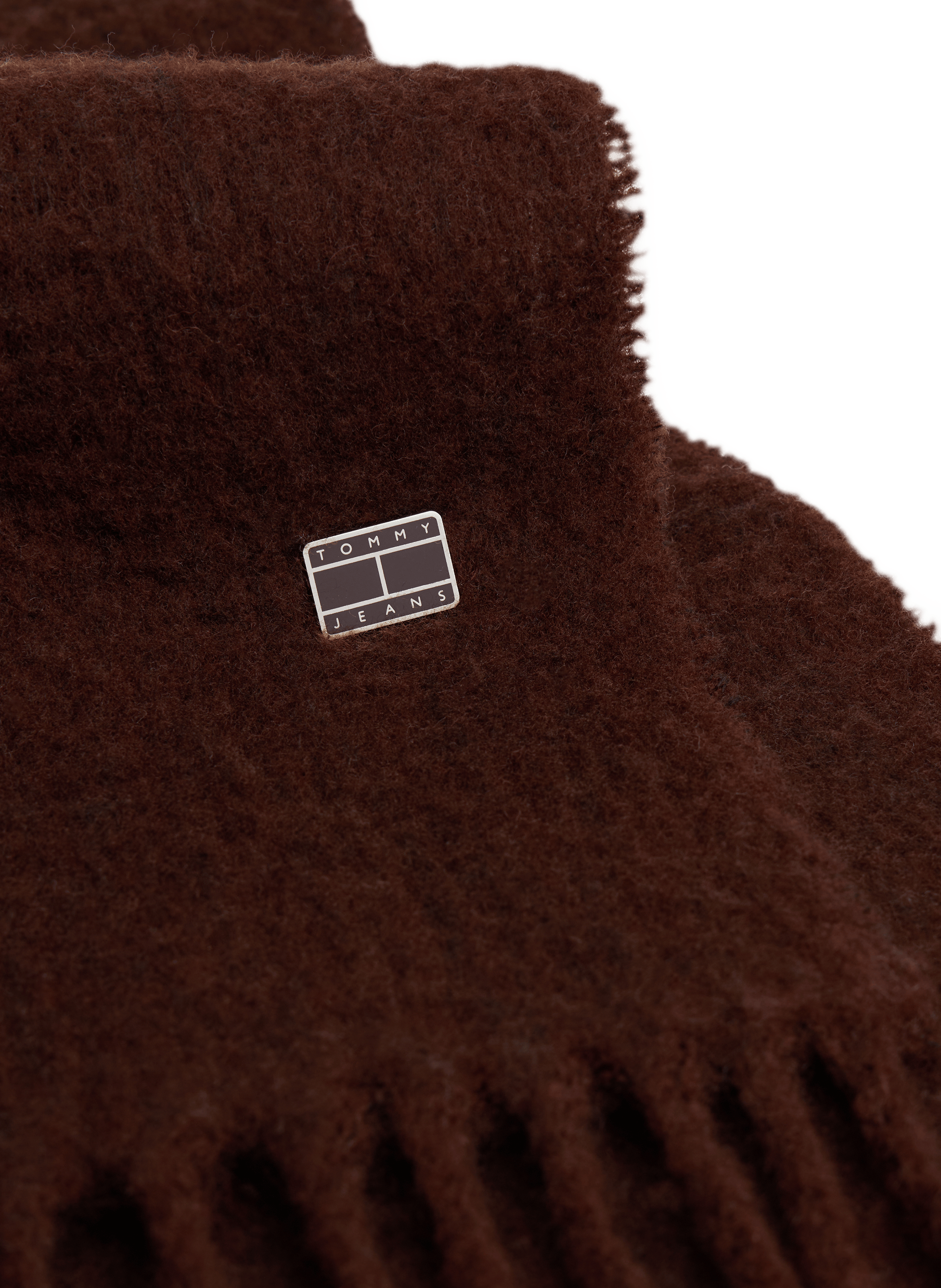 Echarpe frangée en laine mélangée TOMMY HILFIGER Marron