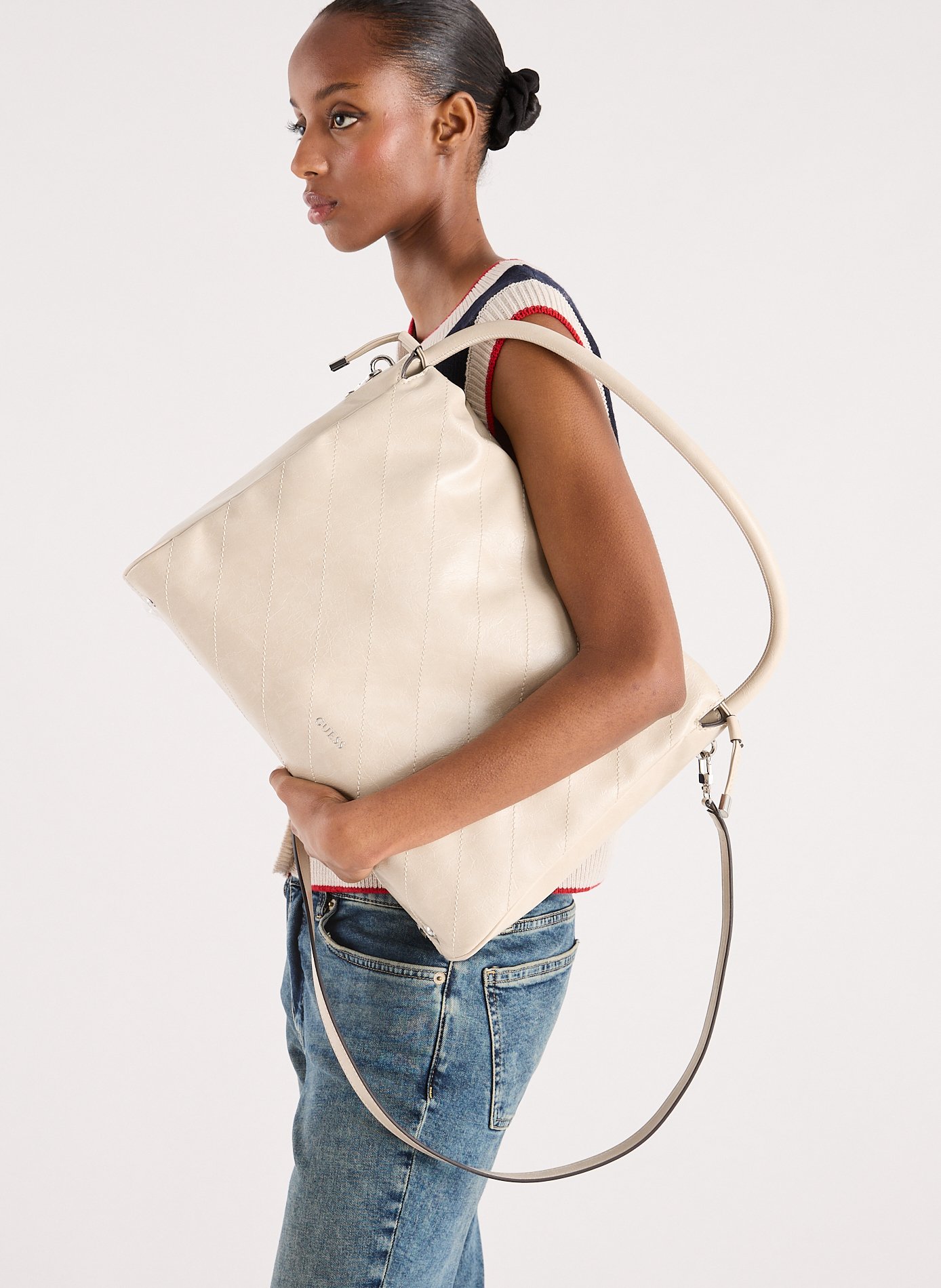 Sac à main verni Amys GUESS Beige