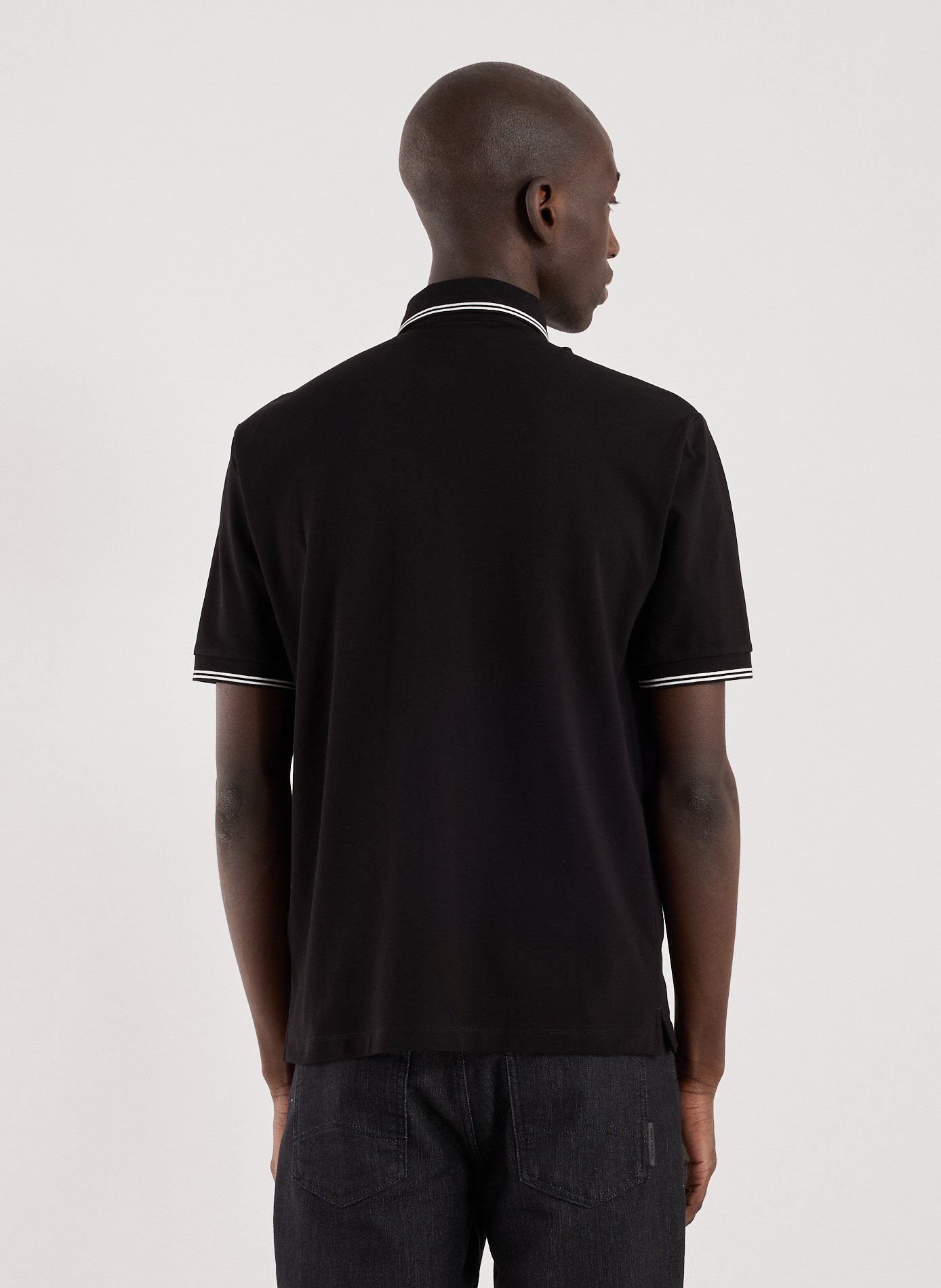 Short-sleeved polo in blended cotton ARMANI EXCHANGE Black
