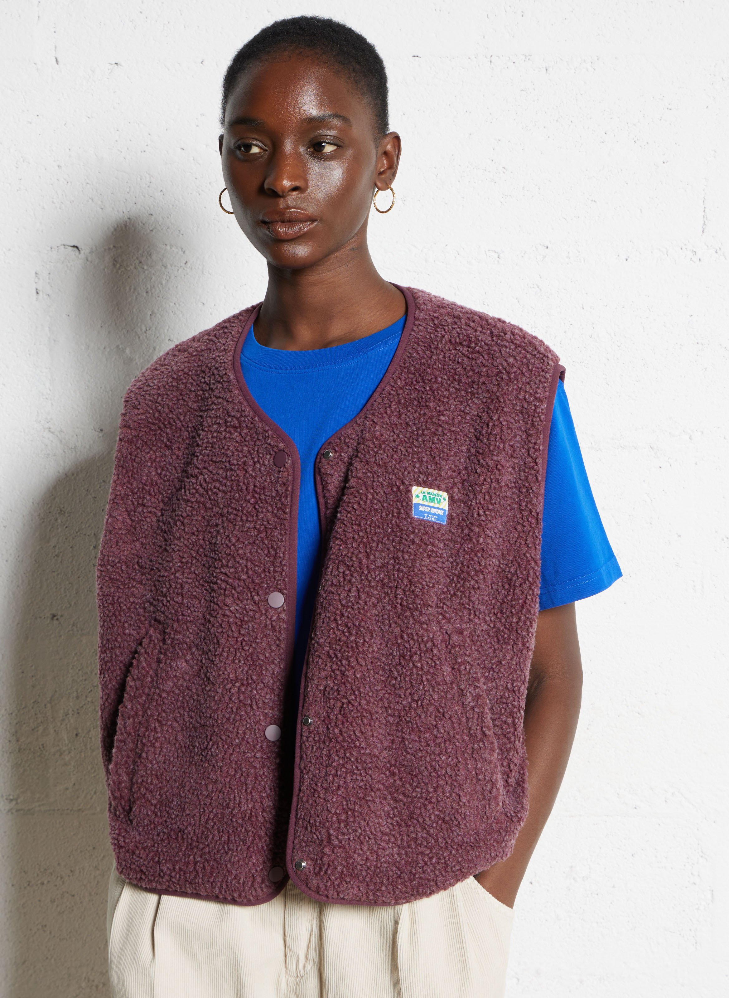 Gilet col rond molletonné sans manches hoktown AMERICAN VINTAGE Rouge