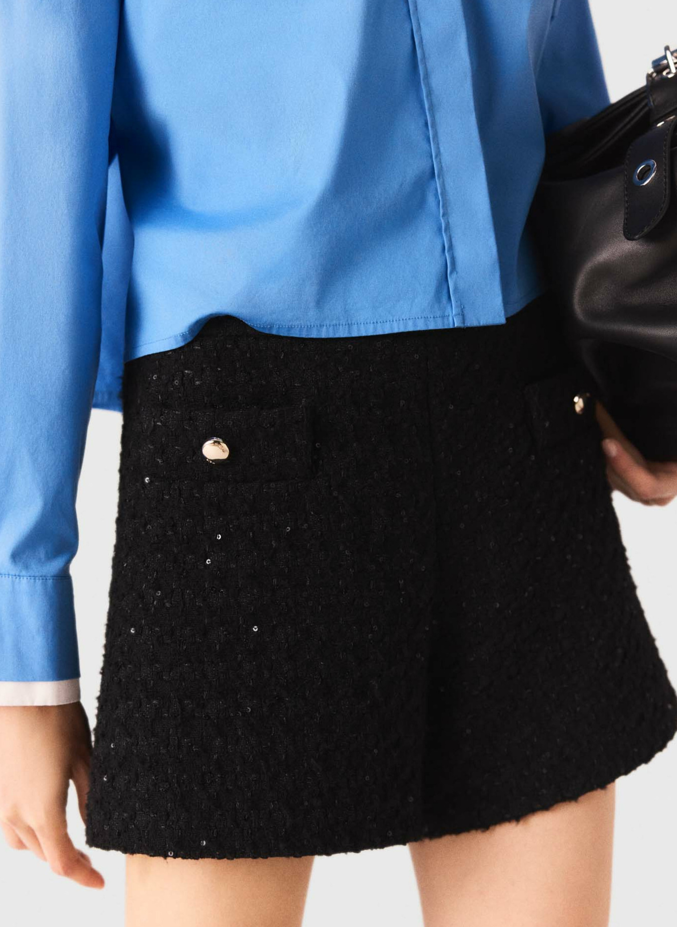 Jupe short en tweed MAJE Noir