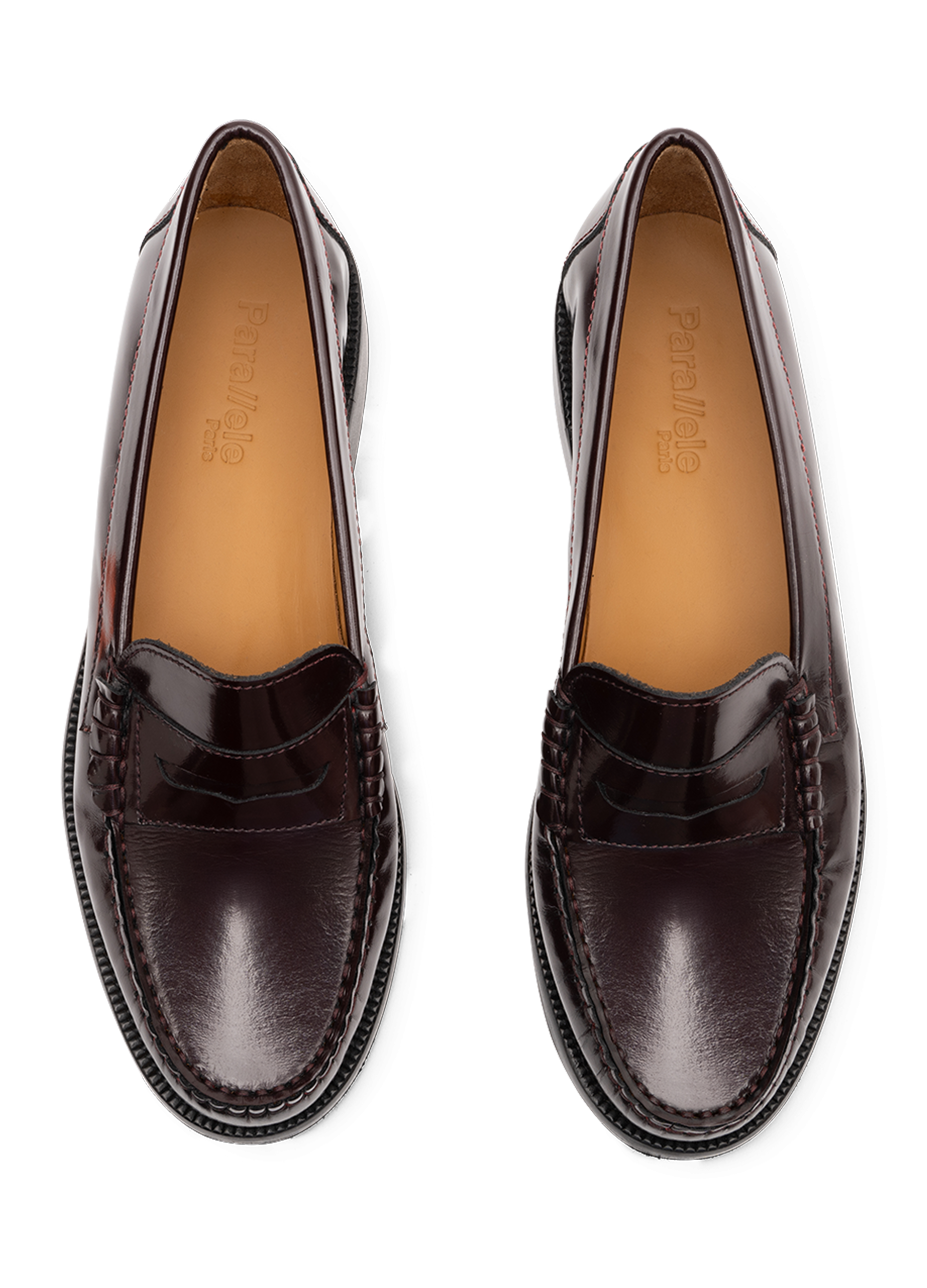 Mocassins stanford en veau brossé PARALLELE Rouge