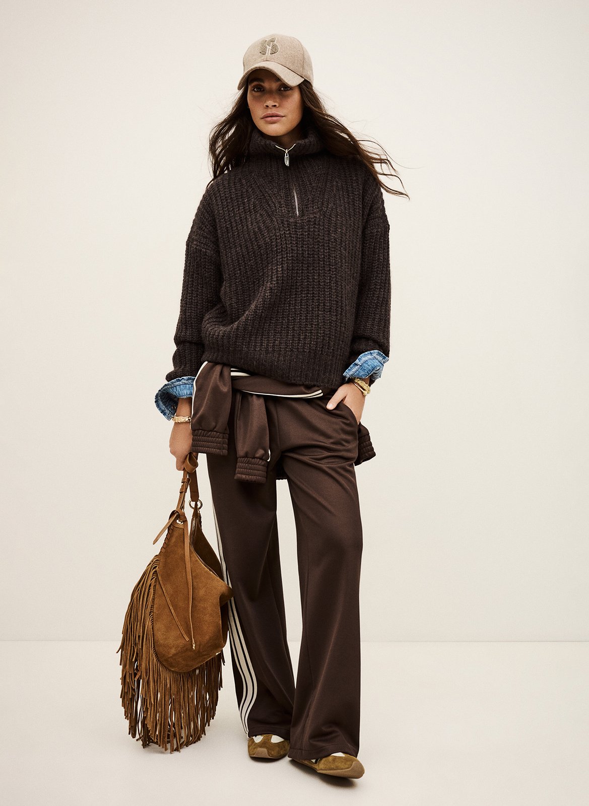 Pull col camionneur en laine mélangée beltane BA&SH Marron