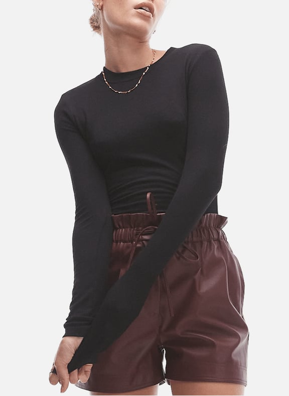 Round neck long-sleeve T-shirt Black by TOPSHOP TOPSHOP Round neck long-sleeve T-shirt Black
