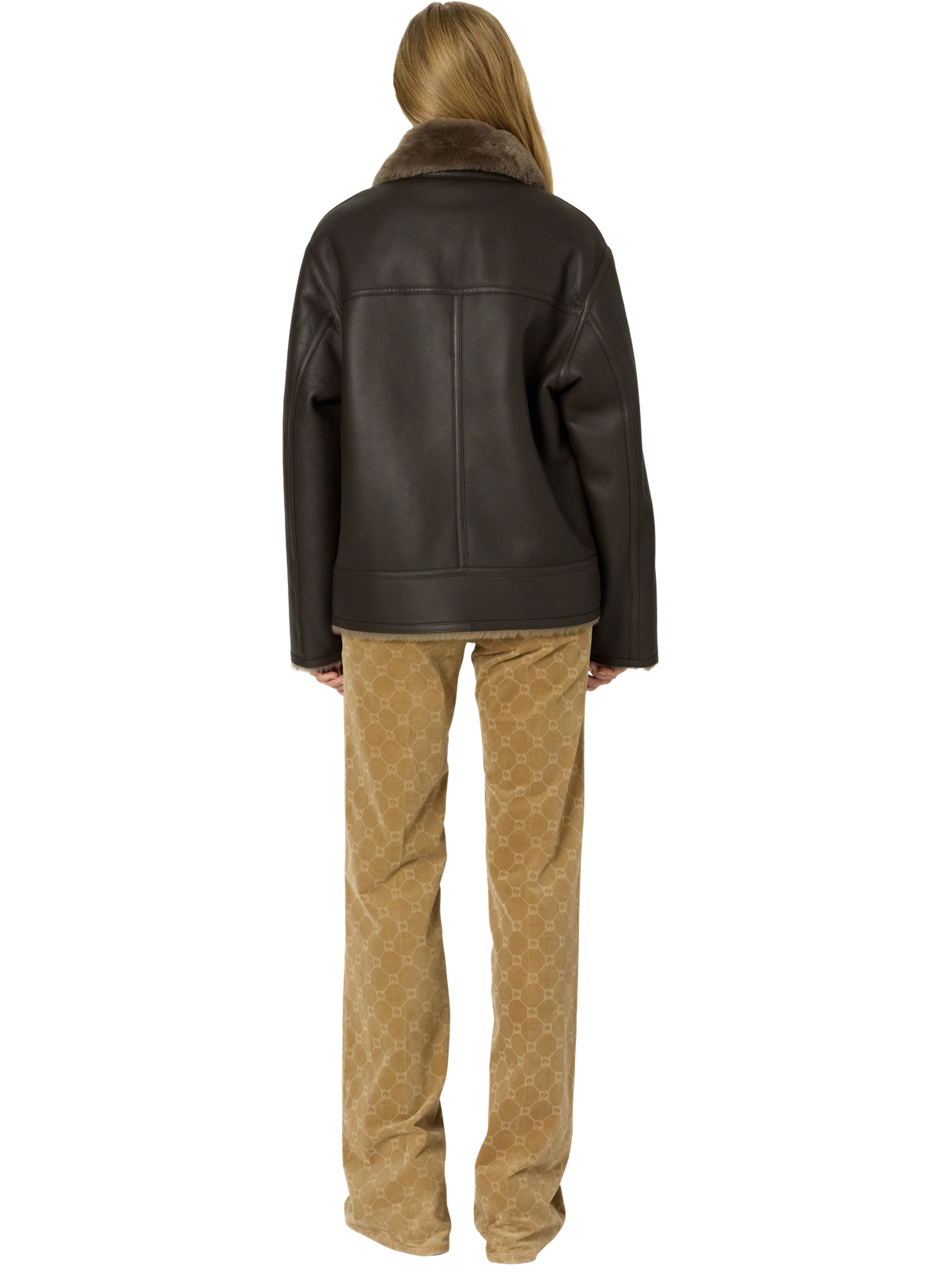 Veste biker en peau lainée - nadia GERARD DAREL Marron