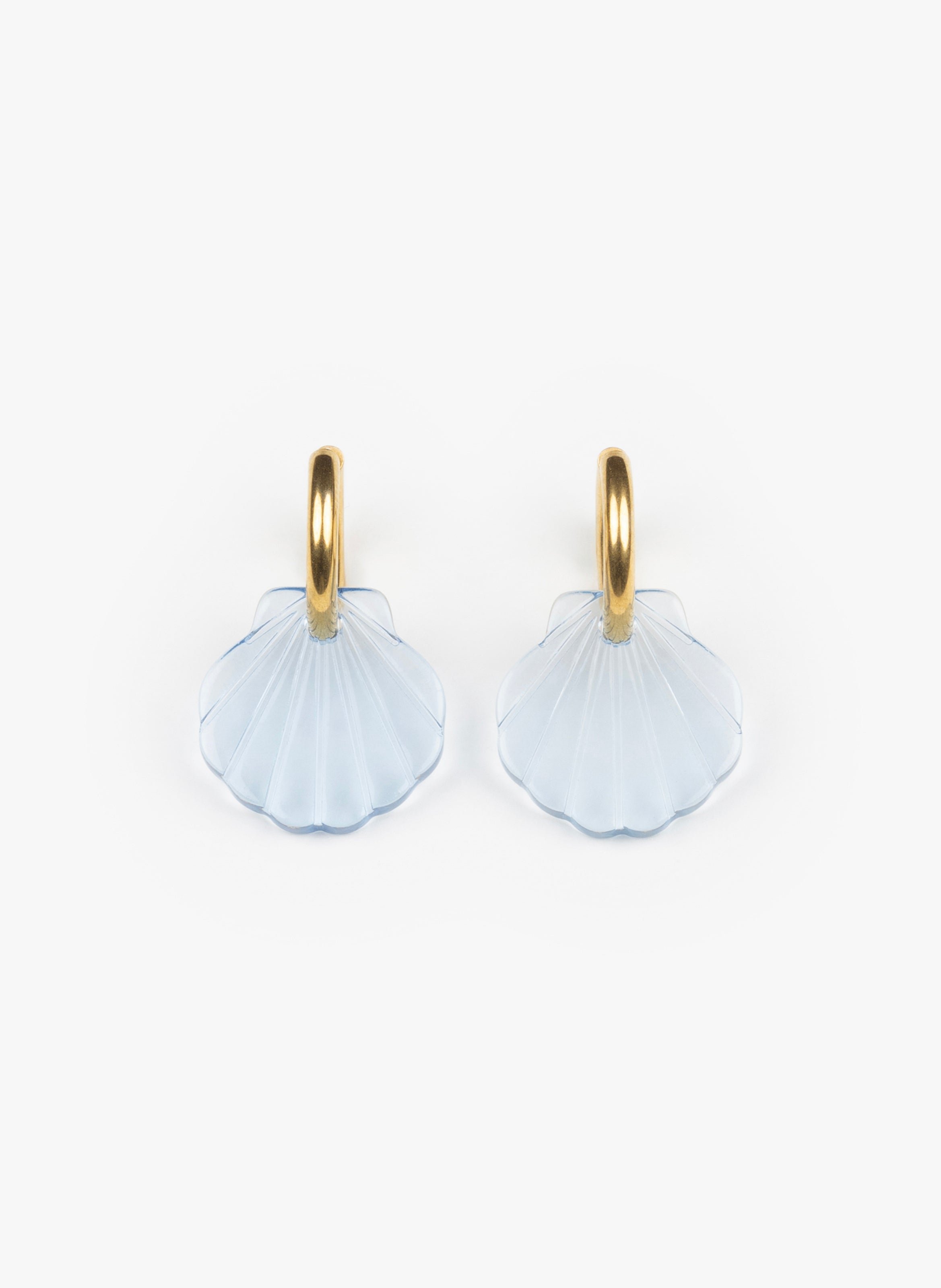 Boucles d'oreilles baby mermaid avec anneaux en acier inoxydable doré  Bleu