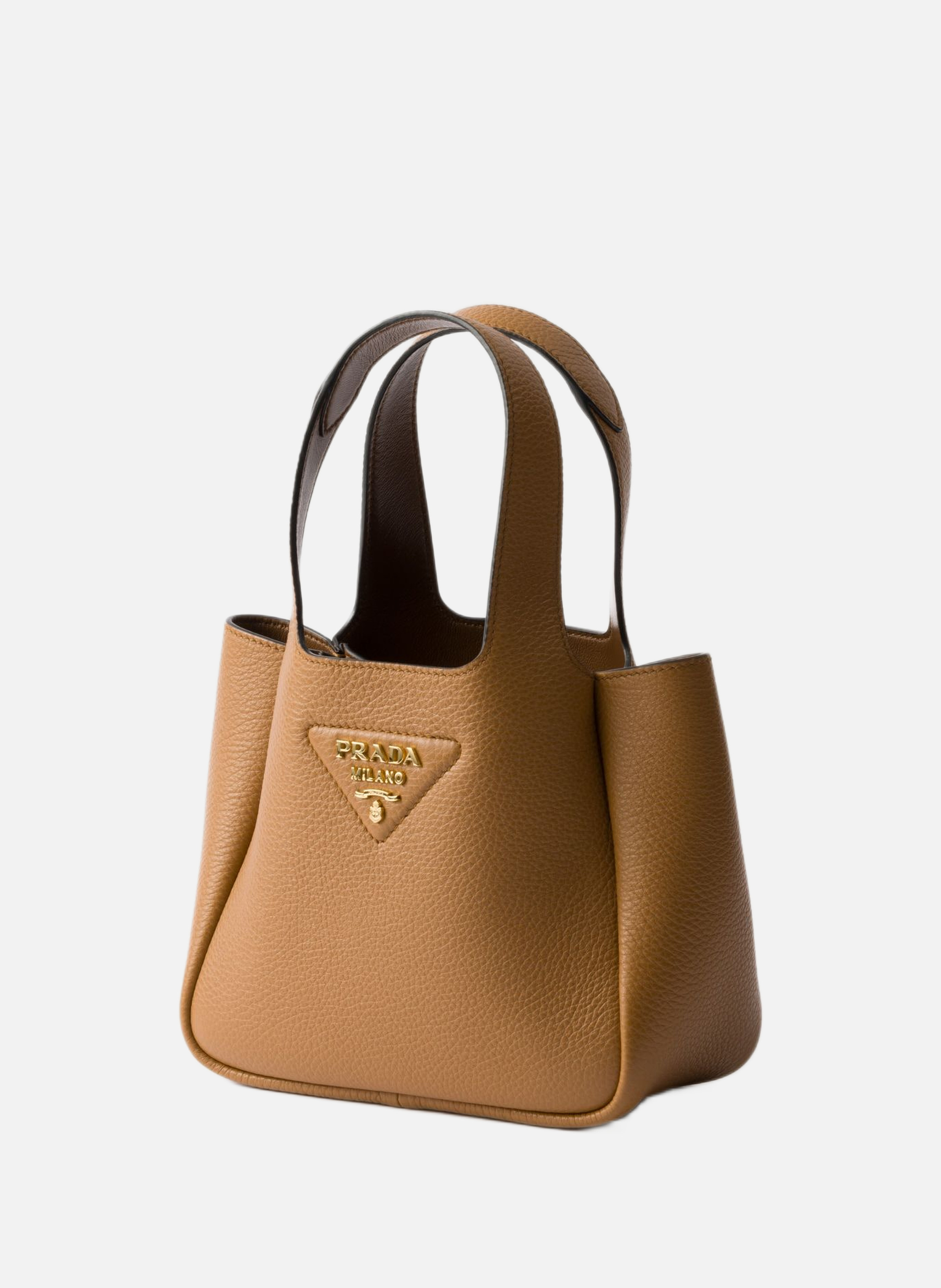 Mini sac à main en cuir PRADA Marron