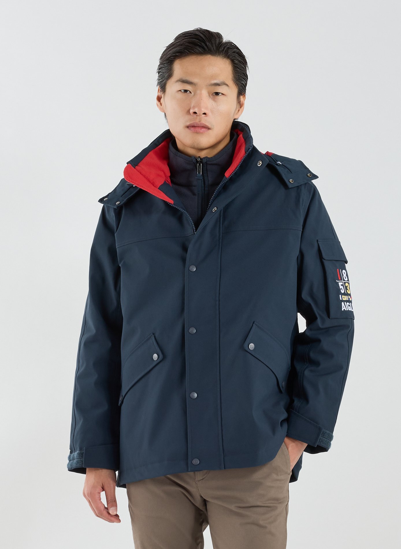 Mid-length Copeland waterproof parka with hood AIGLE Blue