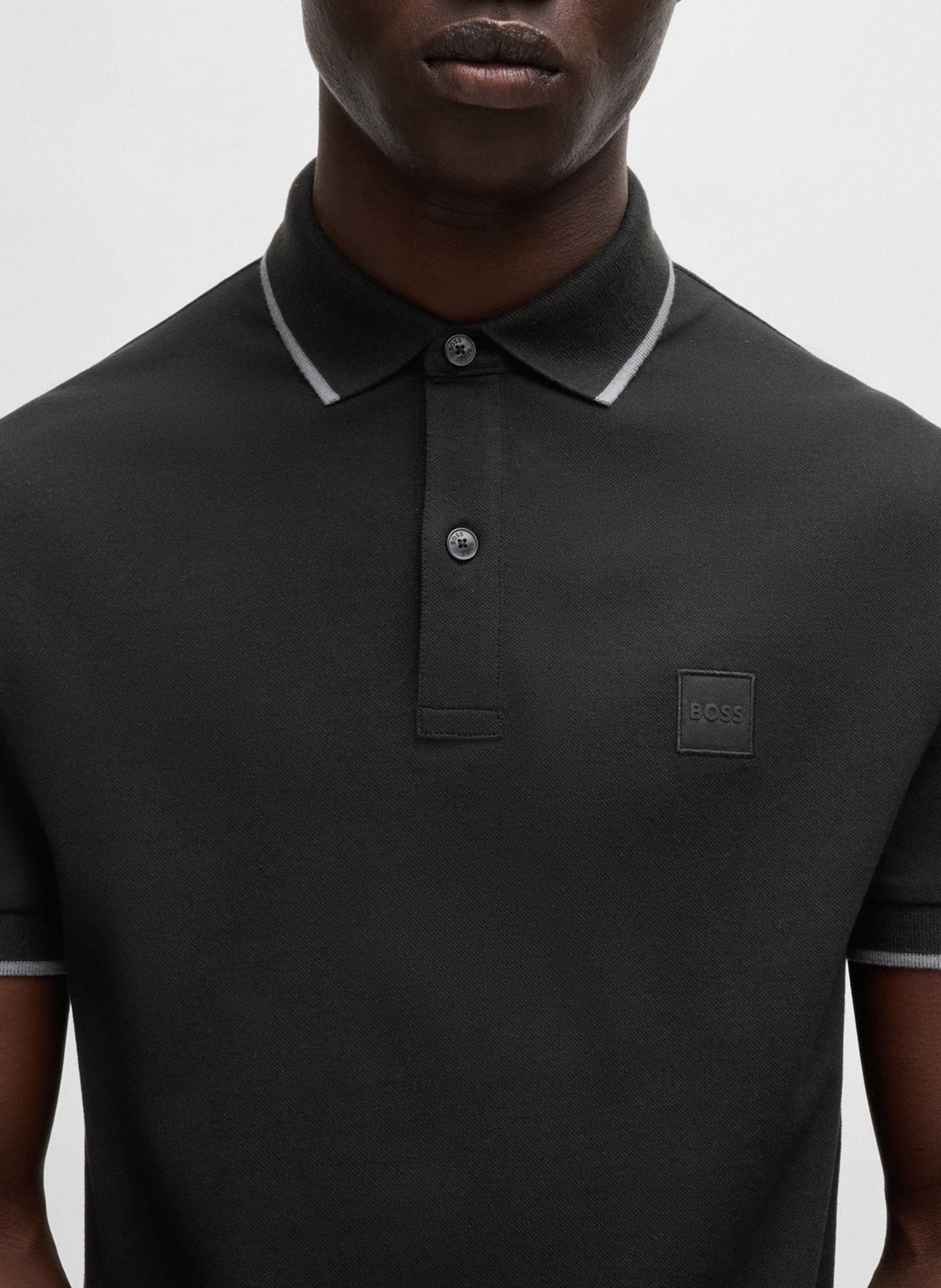 Polo slim-fit en coton stretch BOSS Noir