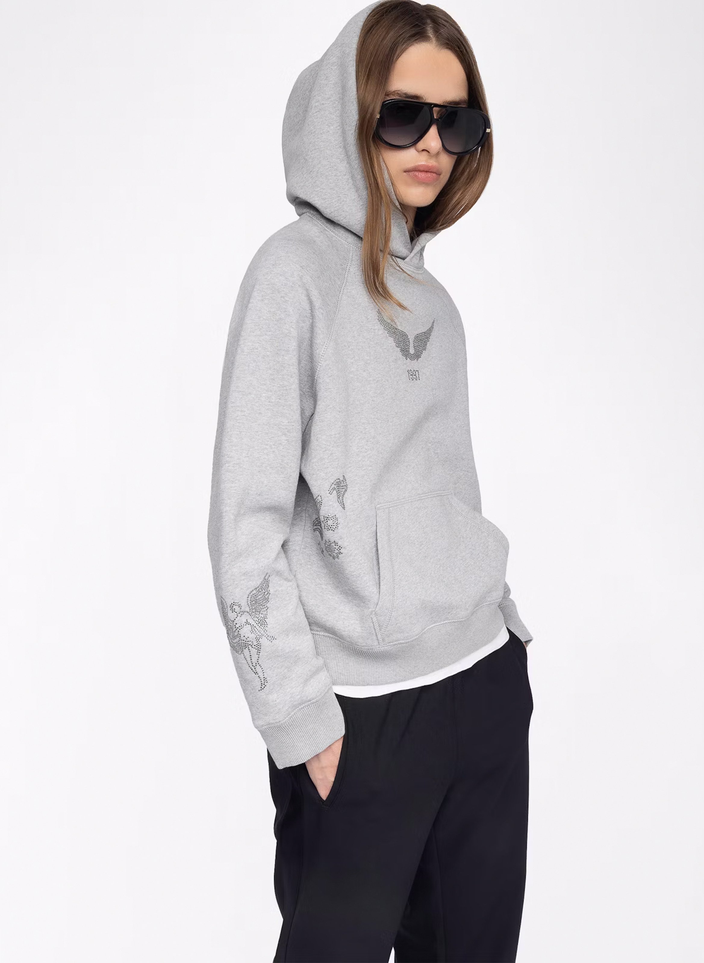 Sweat à capuche en coton georgy ZADIG&VOLTAIRE Gris