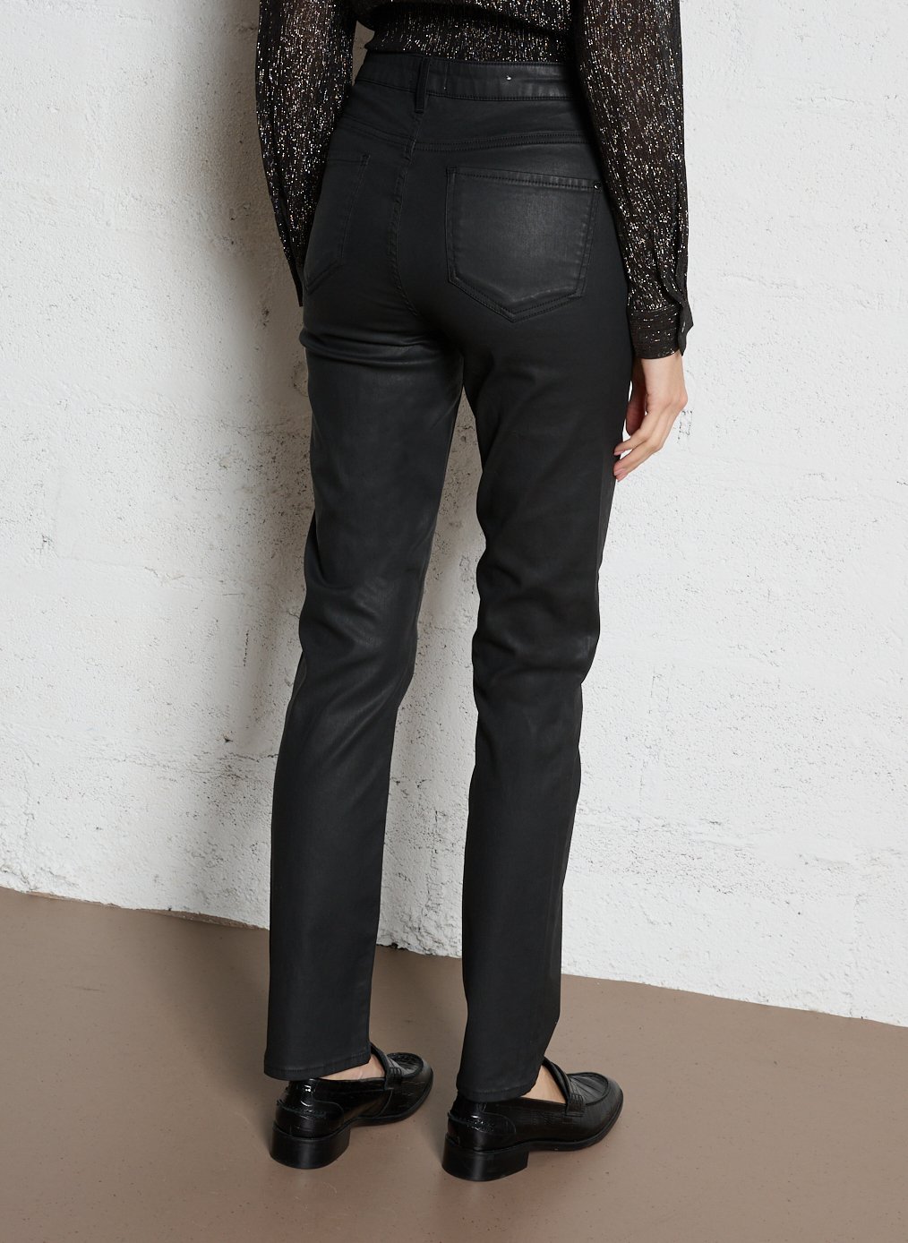 Pantalon slim en coton mélangé anette MAISON 123 Noir