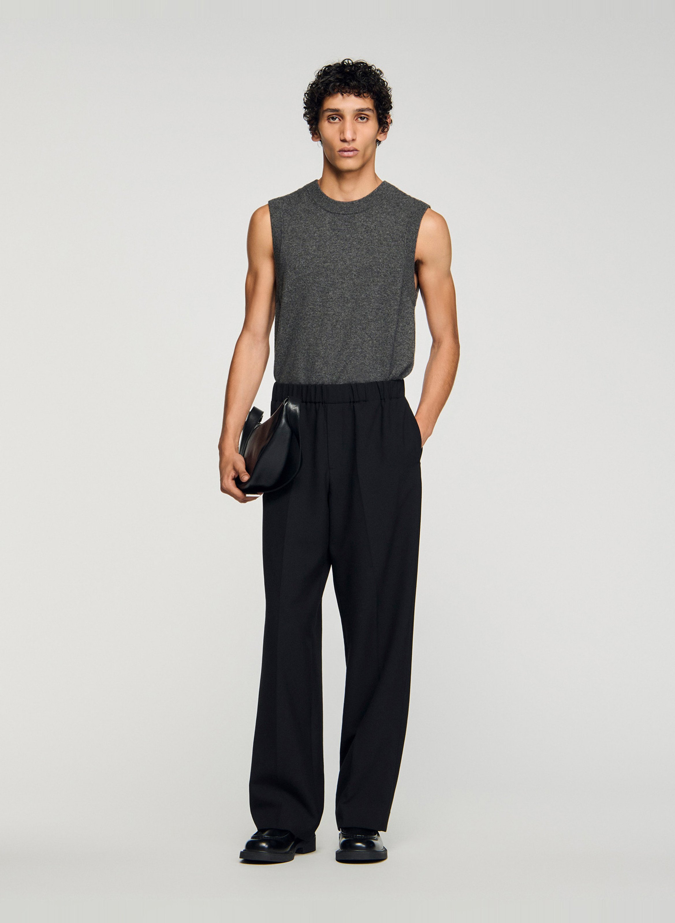 Pantalon large en jersey SANDRO Noir